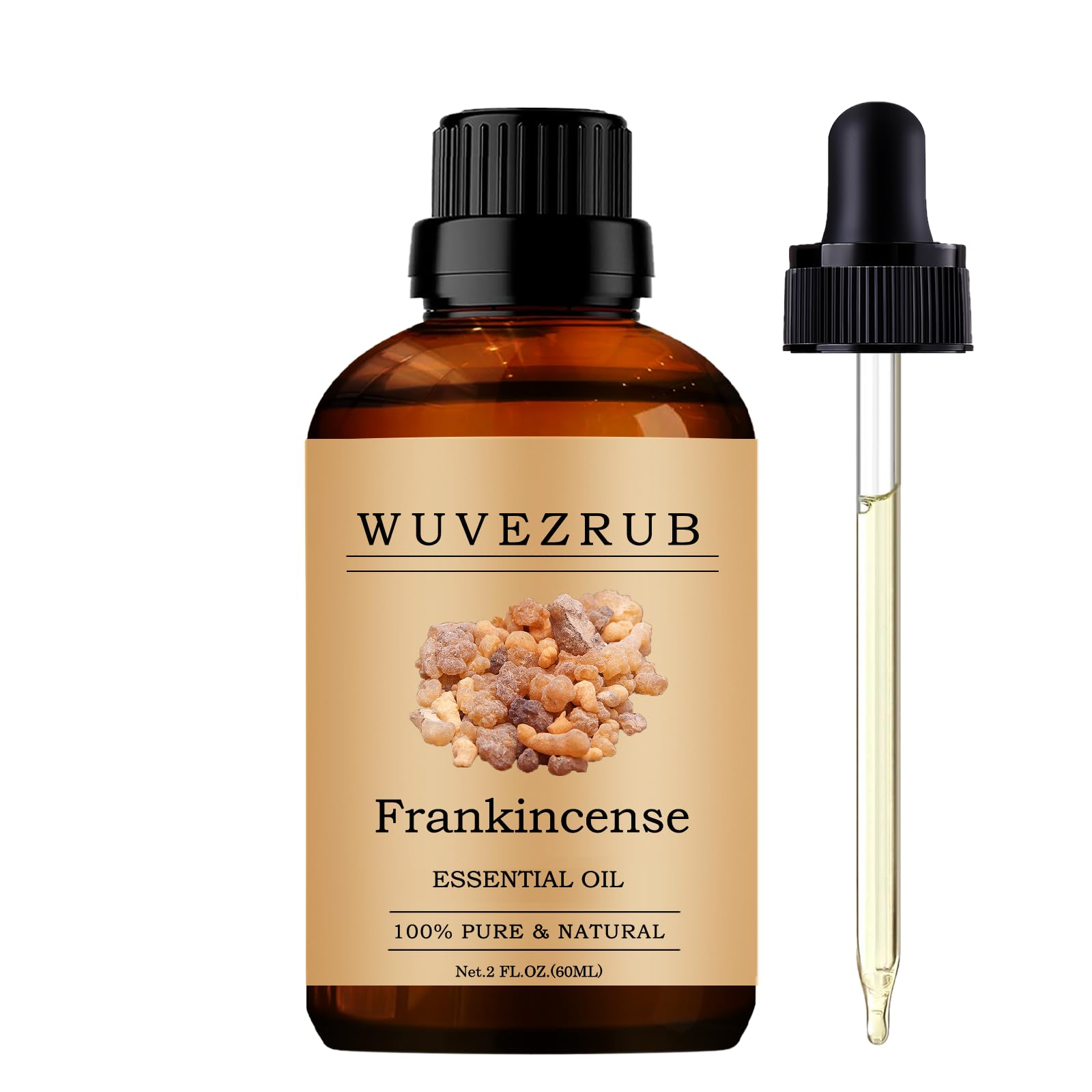 Wuvezrub huile d'encens 60 ml dans sa bouteille, parfum riche prêt pour diffusion.