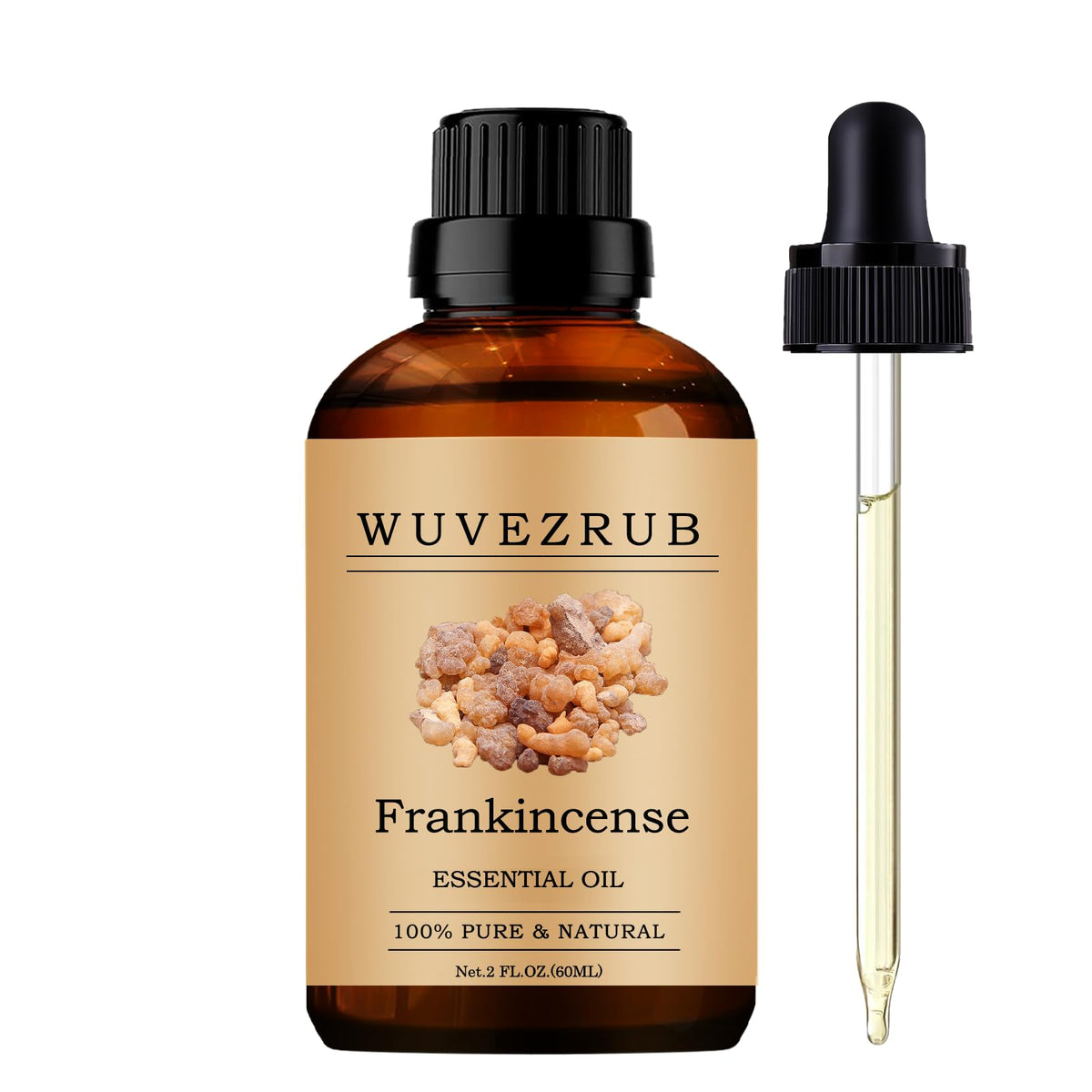 Wuvezrub huile d'encens 60 ml dans sa bouteille, parfum riche prêt pour diffusion.