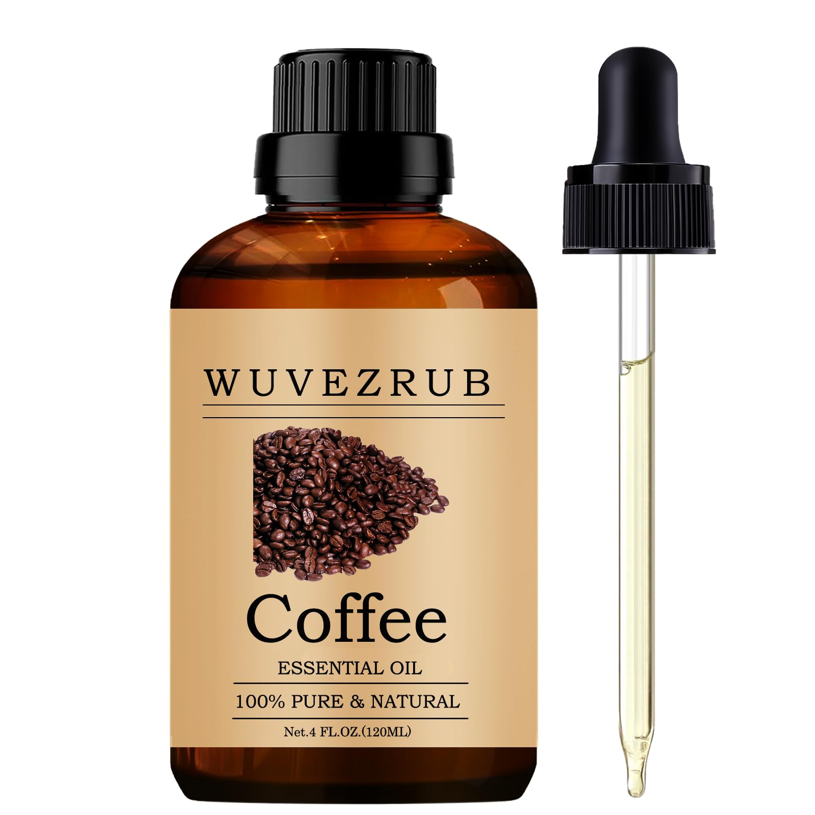 Wuvezrub huile essentielle café 120 ml, diffusion aromatique possible.