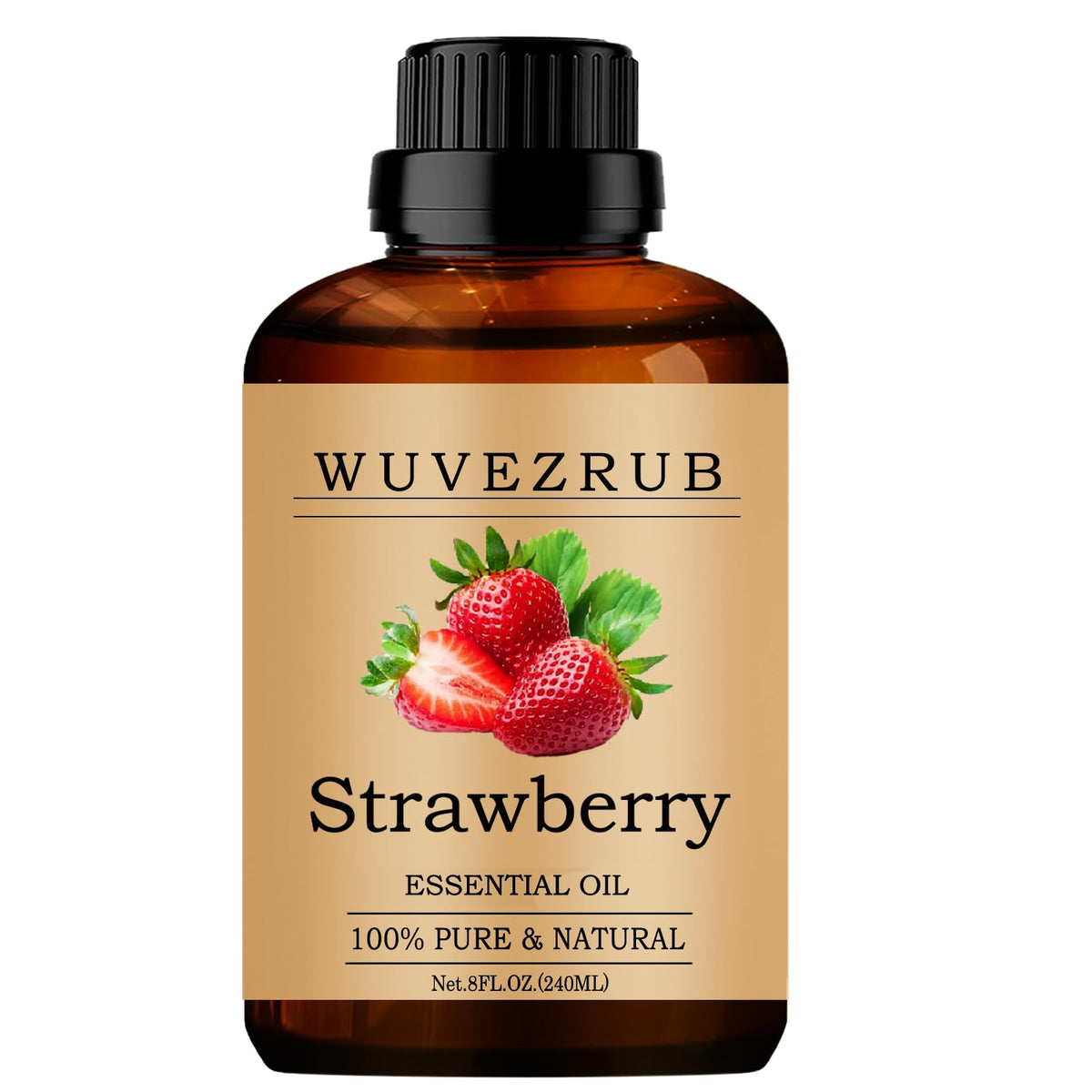 Wuvezrub huile essentielle fraise – bouteille pure prête pour l'aromathérapie à la maison.