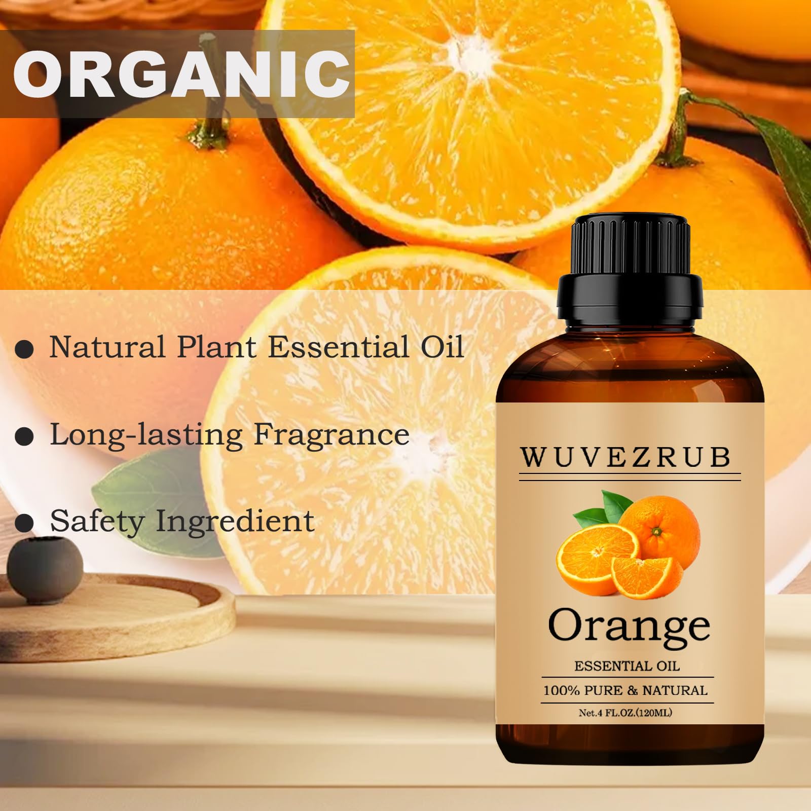Wuvezrub huile essentielle orange – soin de la peau diluée dans tonique ou crème