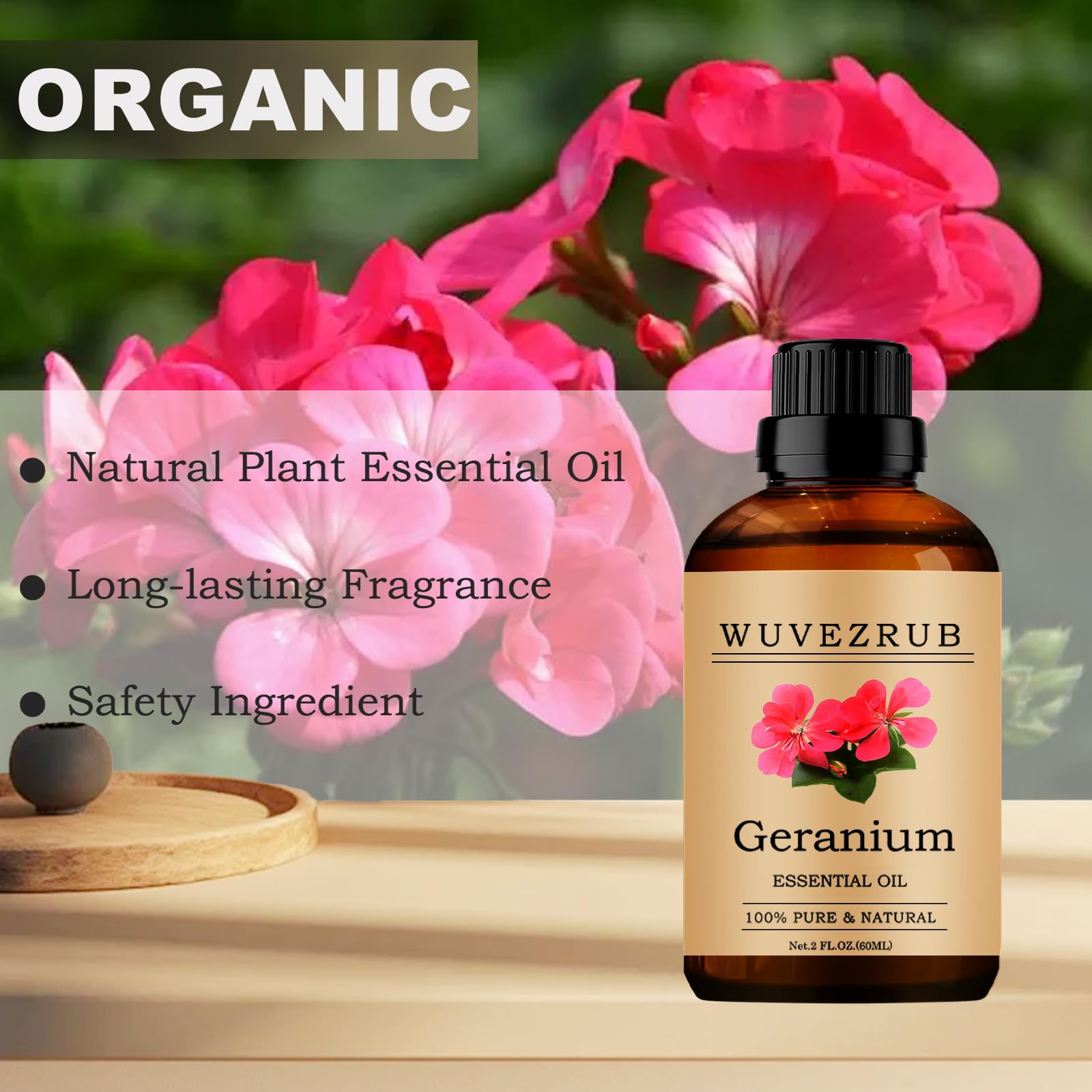 Wuvezrub huile de géranium pour soin peau: tonique, sérum ou crème.