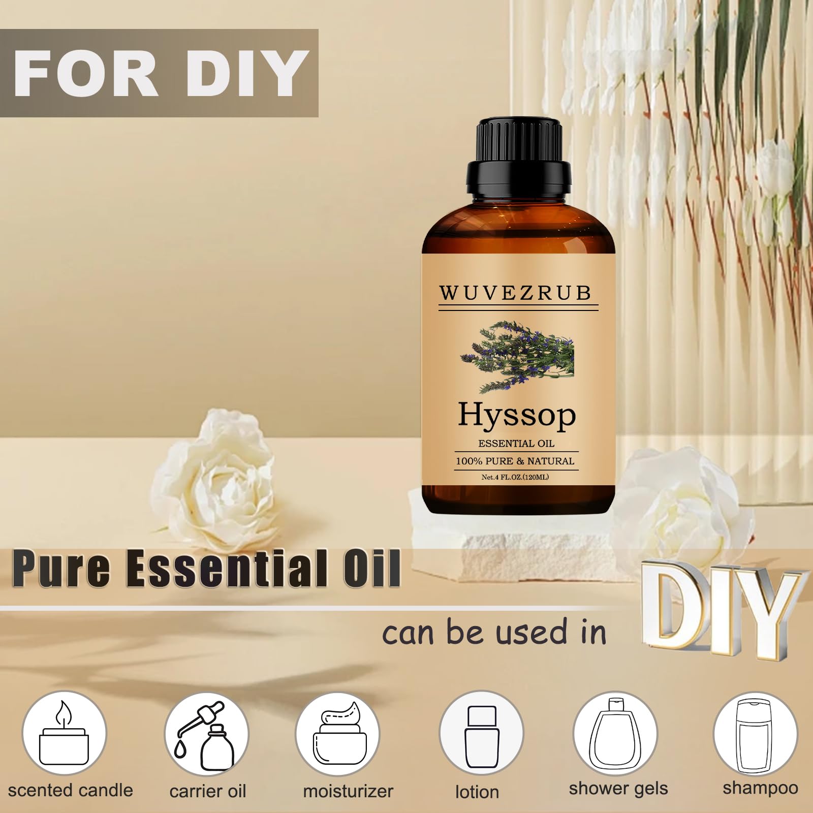 Wuvezrub Hysope, parfaite pour parfumer bougies, savon et produits corporels.