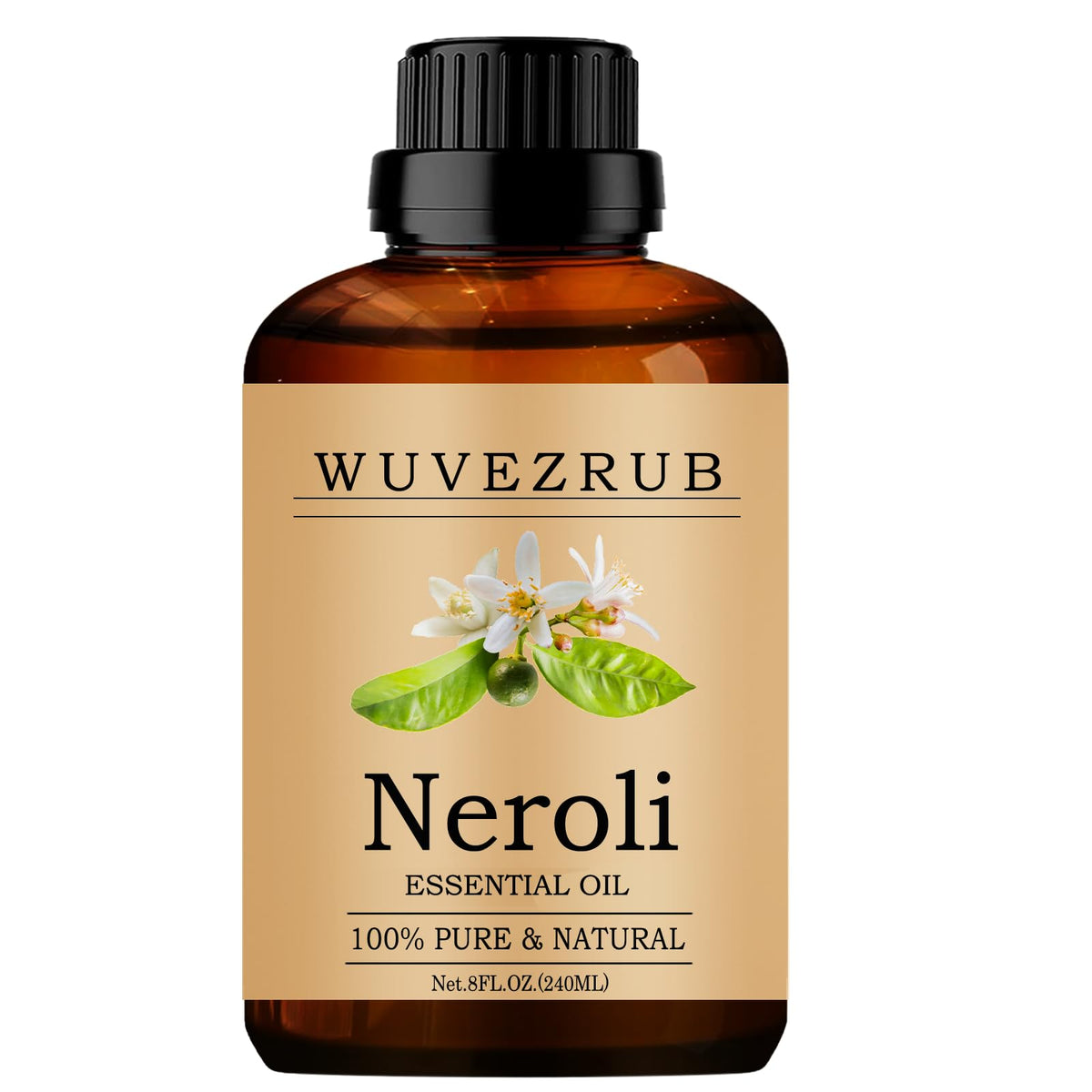 Wuvezrub Neroli huile essentielle – bouteille 240 ml, parfum riche pour diffusion.