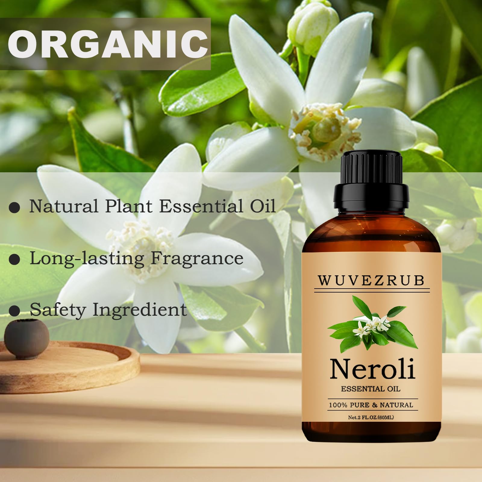 Soin visage Neroli Wuvezrub: toner, sérum ou crème enrichis.