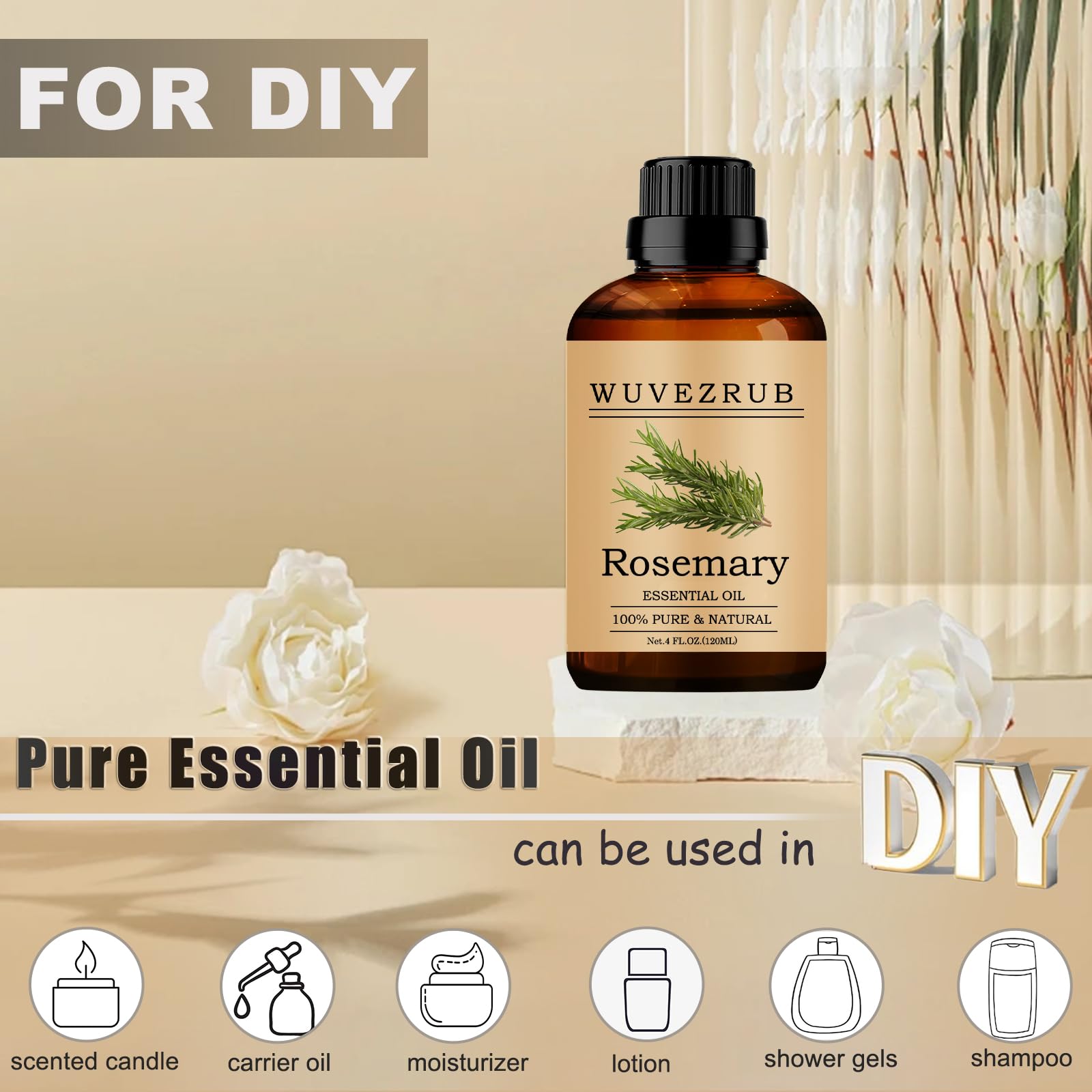 Wuvezrub romarin pour bougies et savons, parfum durable à la maison.