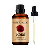 Huile essentielle Wuvezrub Rose dans la bouteille, pure et naturelle pour aromathérapie légère.