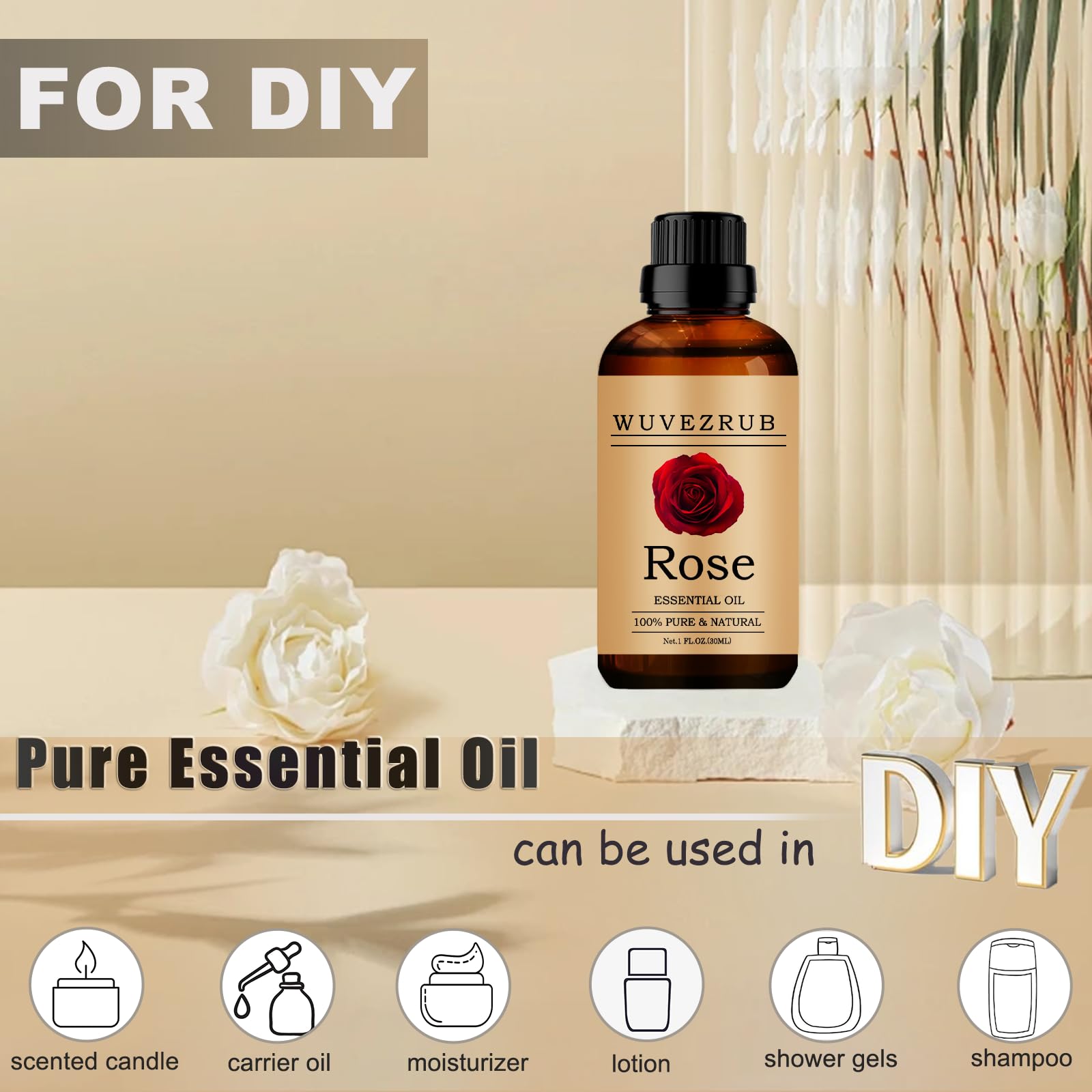 Wuvezrub Rose parfume délicatement bougies et savons faits maison.