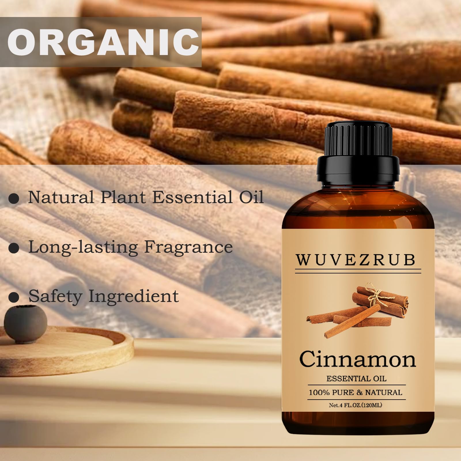 Soin peau Wuvezrub avec cannelle, mélange léger pour toner ou sérum.