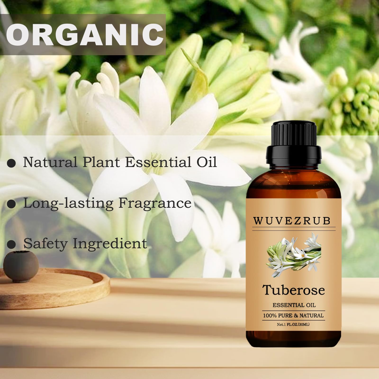Soins visage Wuvezrub tubéreuse, huile essentielle à mélanger en routine.