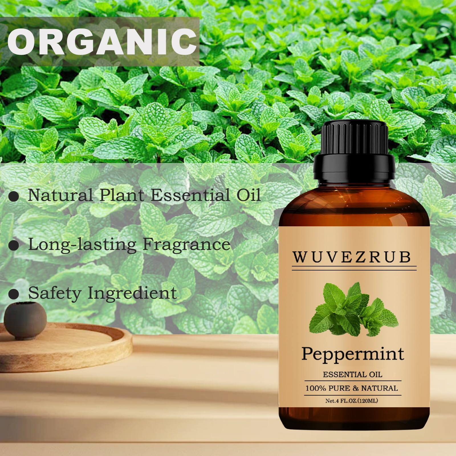 Tonique visage avec huile de menthe poivrée Wuvezrub pour soins quotidiens