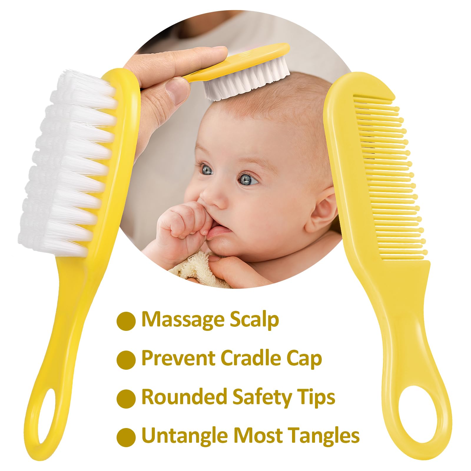 WXA-brosse-cheveux-bebe-douce offre douceur et massage apaisant du cuir chevelu.