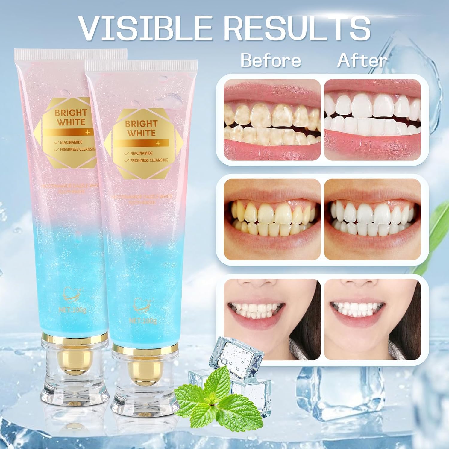 WXMX dentifrice Niacinamide – menthe naturelle et sensation de fraîcheur.