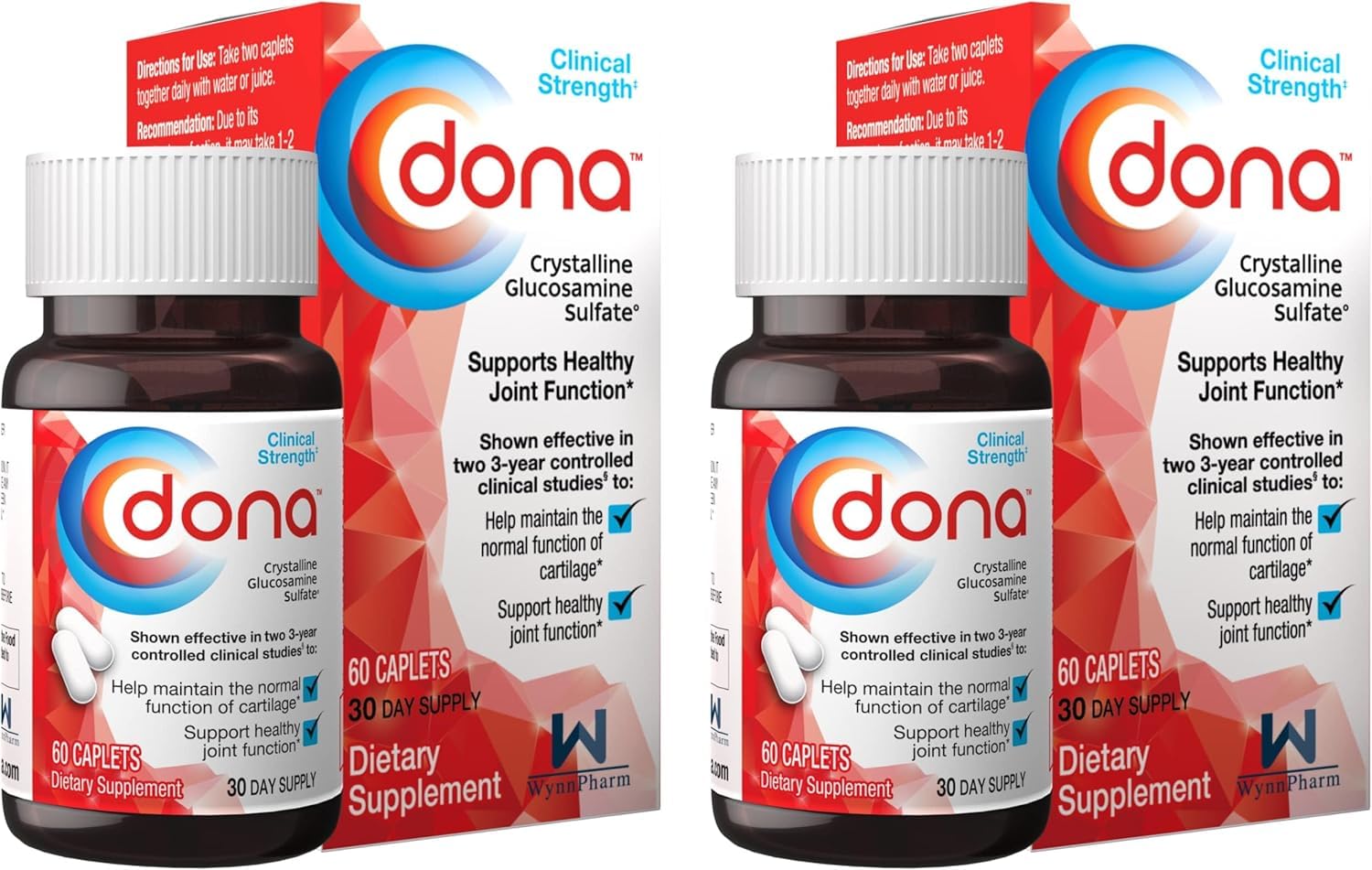 DONA WynnPharm, bouteille de glucosamine cristalline, soutien potentiel à la mobilité des articulations.