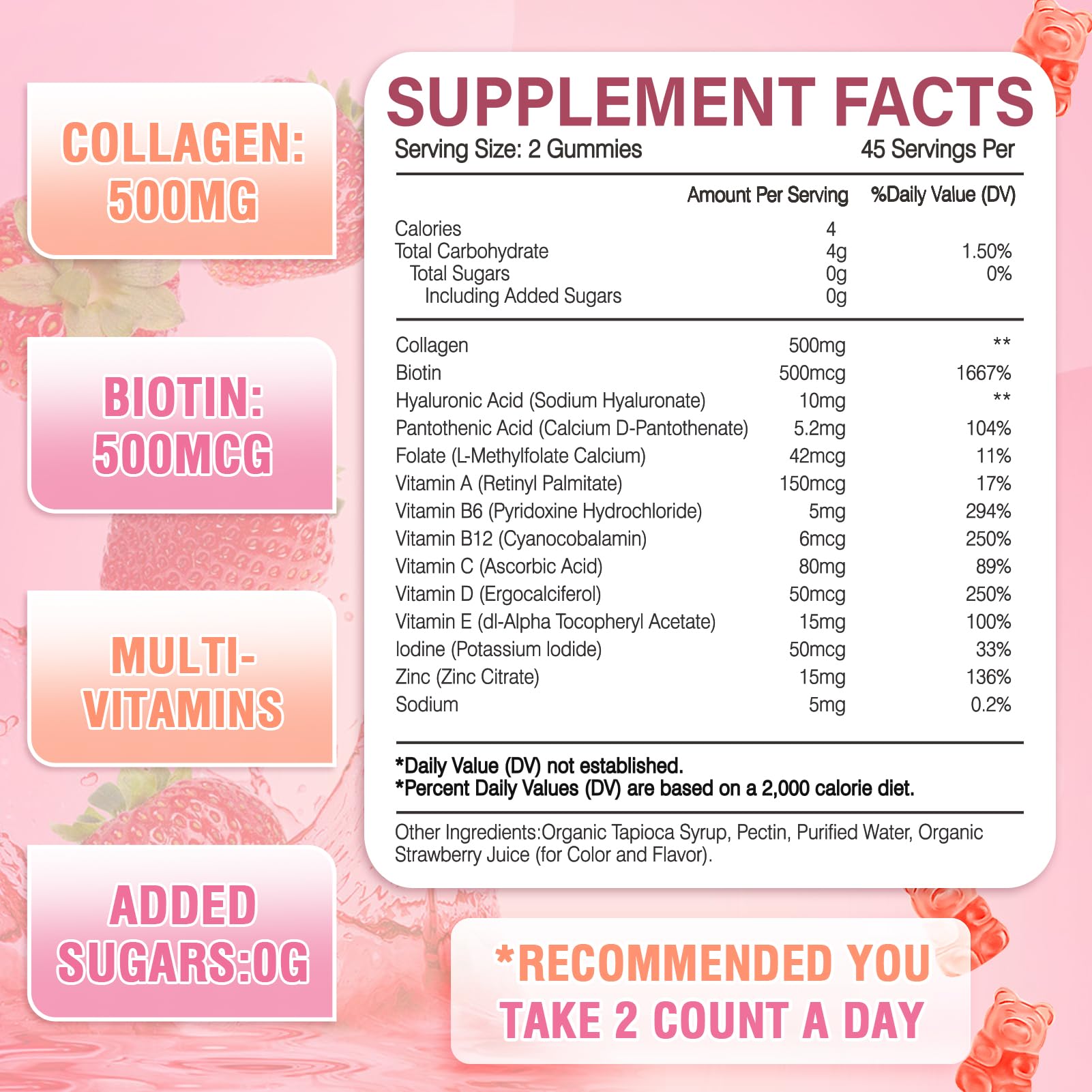 WyuuKi collagène avec biotine et vitamines pour cheveux et ongles.