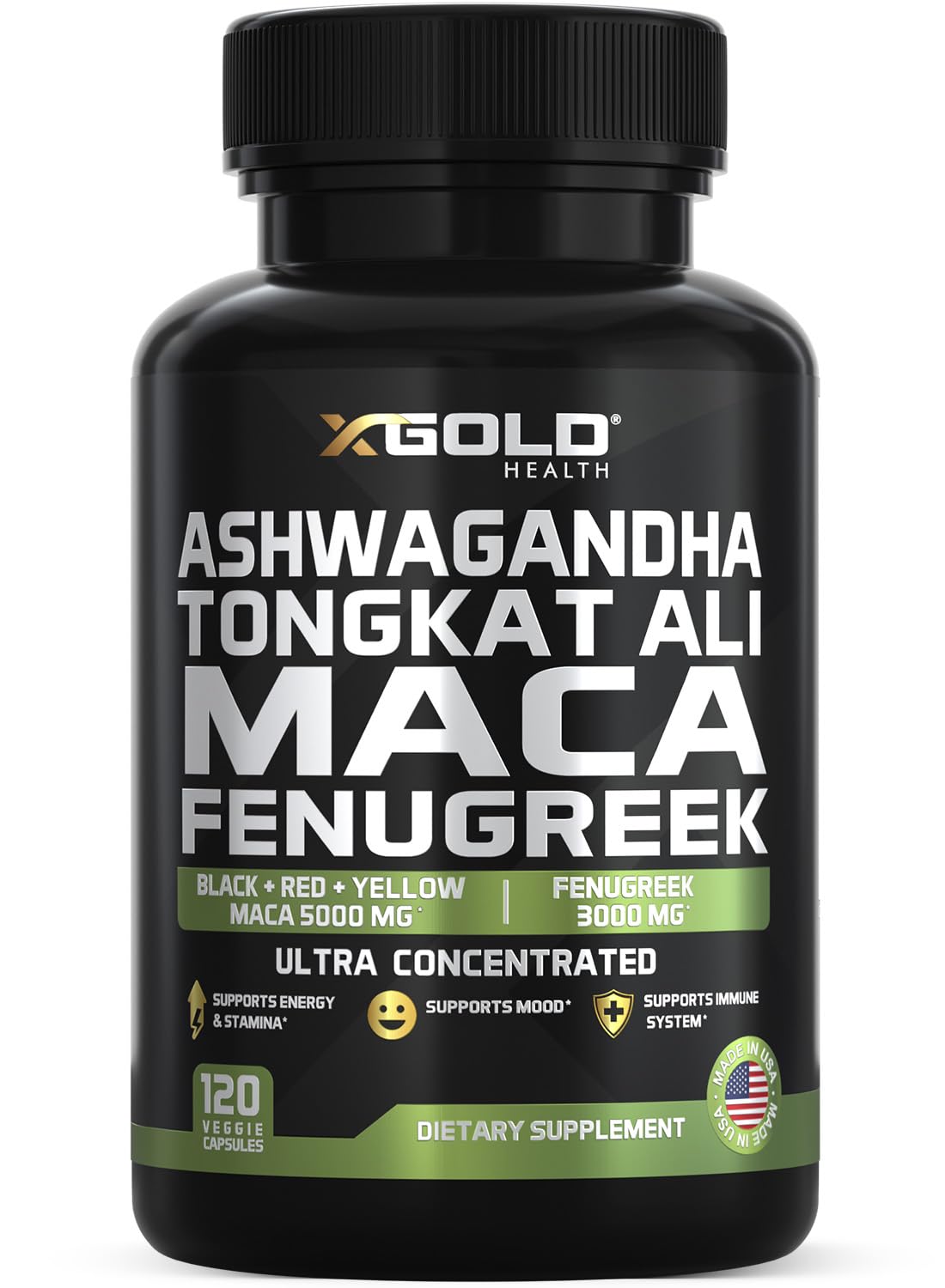 X Gold Health Ashwagandha 5000mg en capsule pour énergie soutenue et concentration