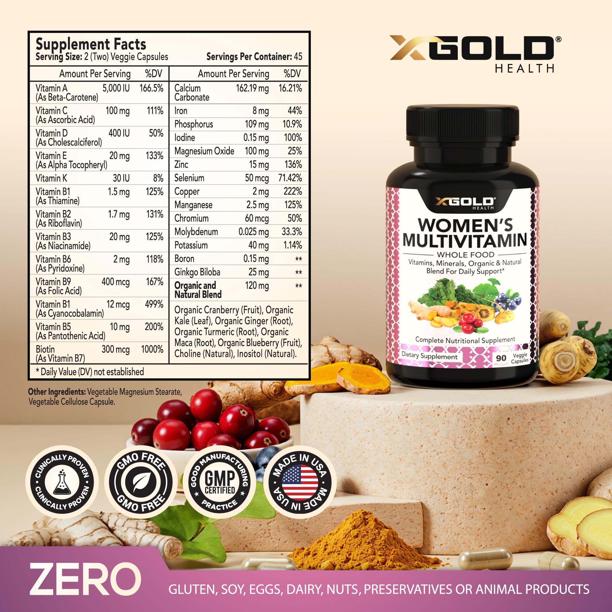 Capsules végan bio X Gold Health, pratique pour une prise quotidienne.