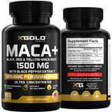 X Gold Health Maca Capsules 1500mg – énergie et endurance pour le quotidien actif.