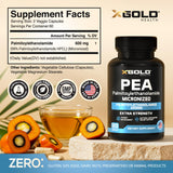 Capsules végétariennes X Gold Health Palmitoylethanolamide faciles à avaler au quotidien.