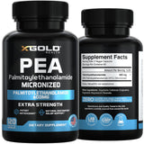 Guide d'utilisation imprimé sur l'emballage X Gold Health Palmitoylethanolamide.