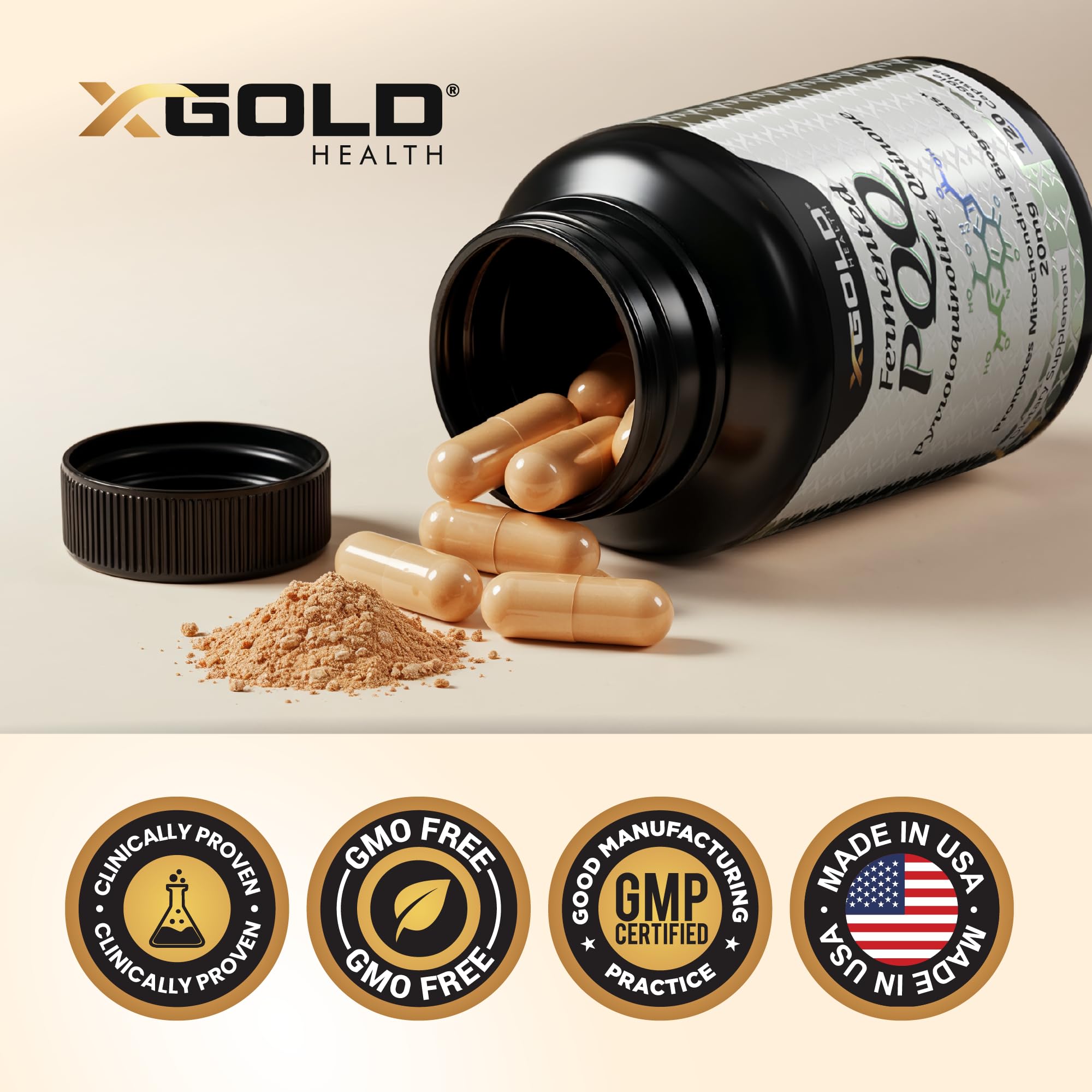 X Gold Health PQQ absorption améliorée grâce au procédé de fabrication.
