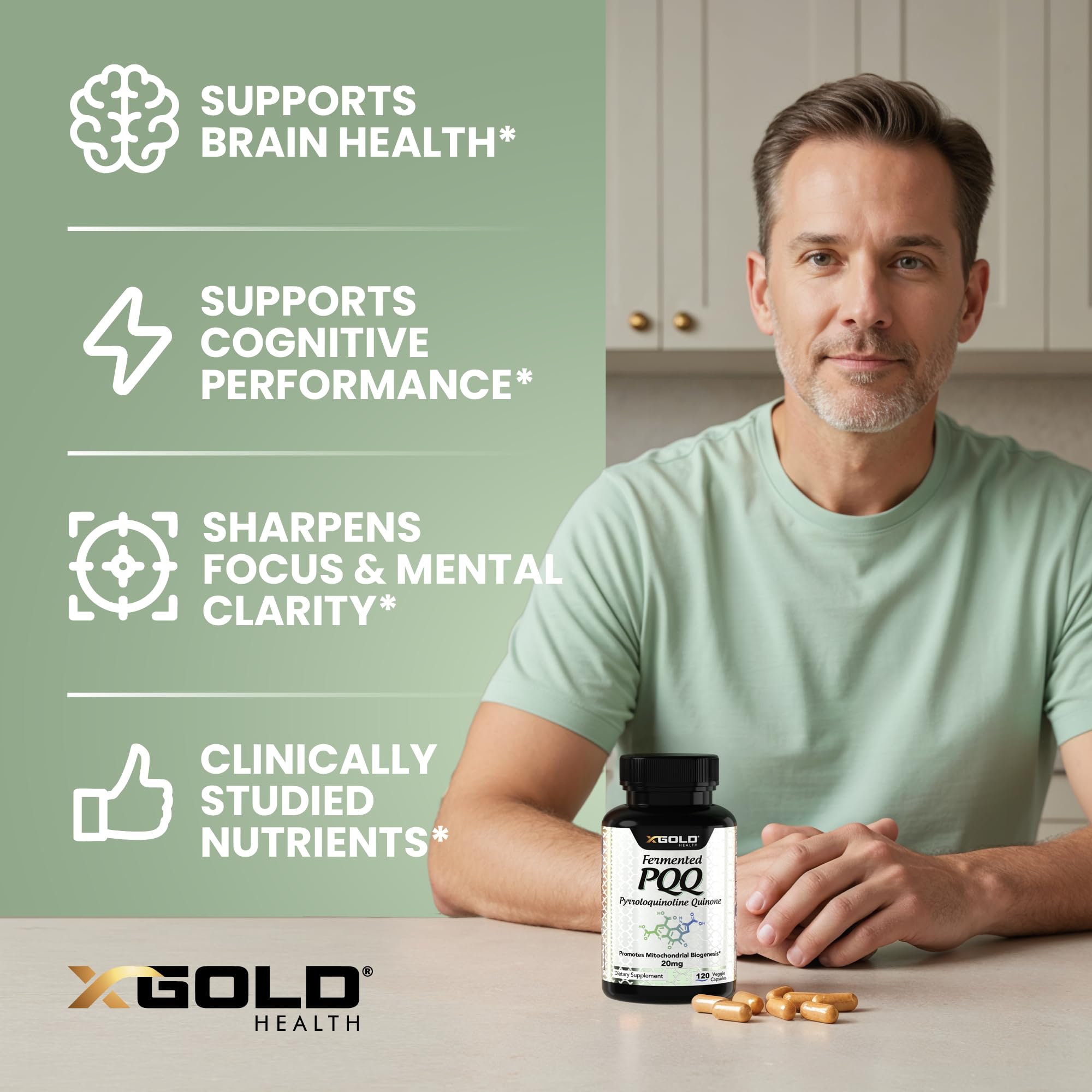 X Gold Health PQQ complément alimentaire végan sans allergènes.