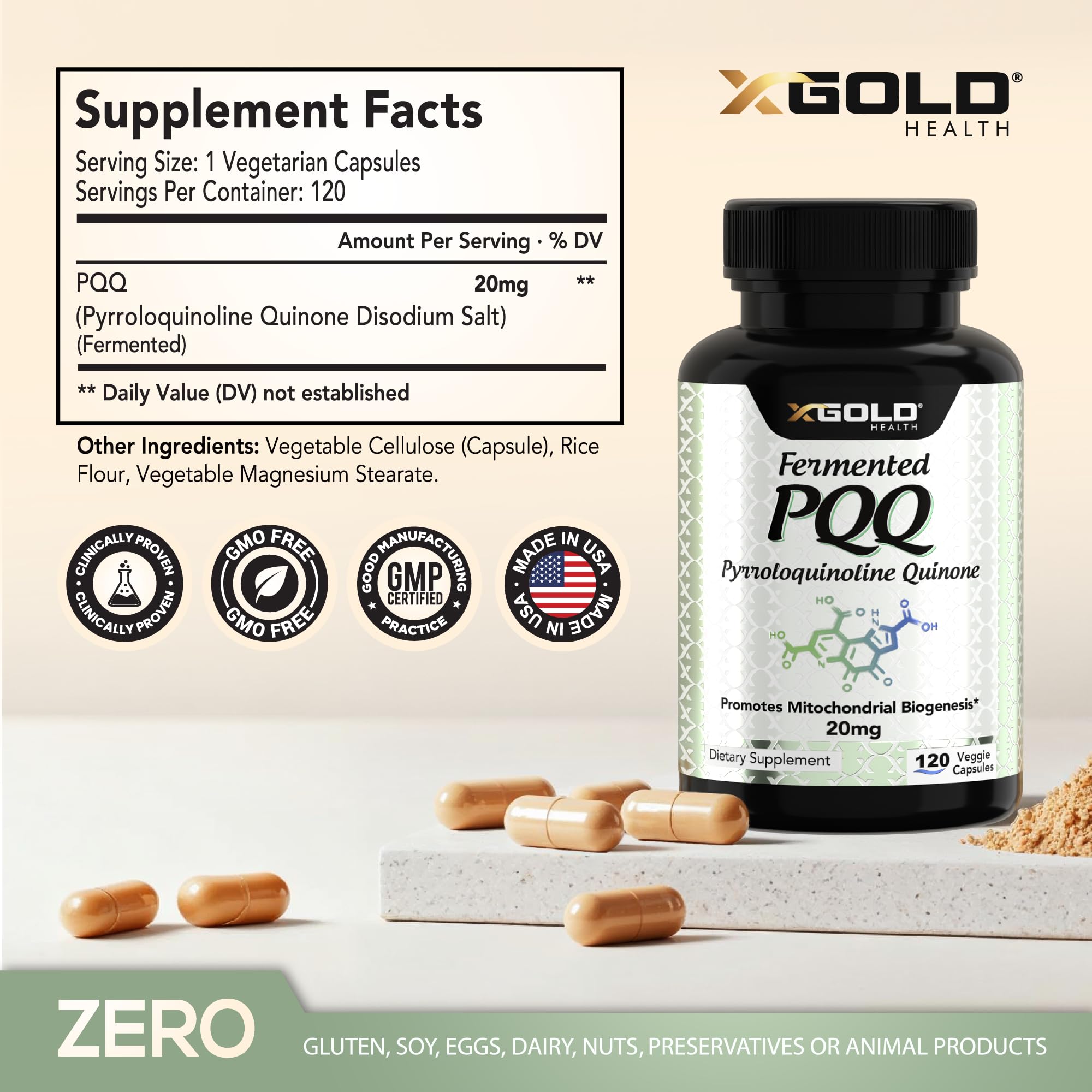 X Gold Health PQQ gélules, énergie naturelle sans stimulants.