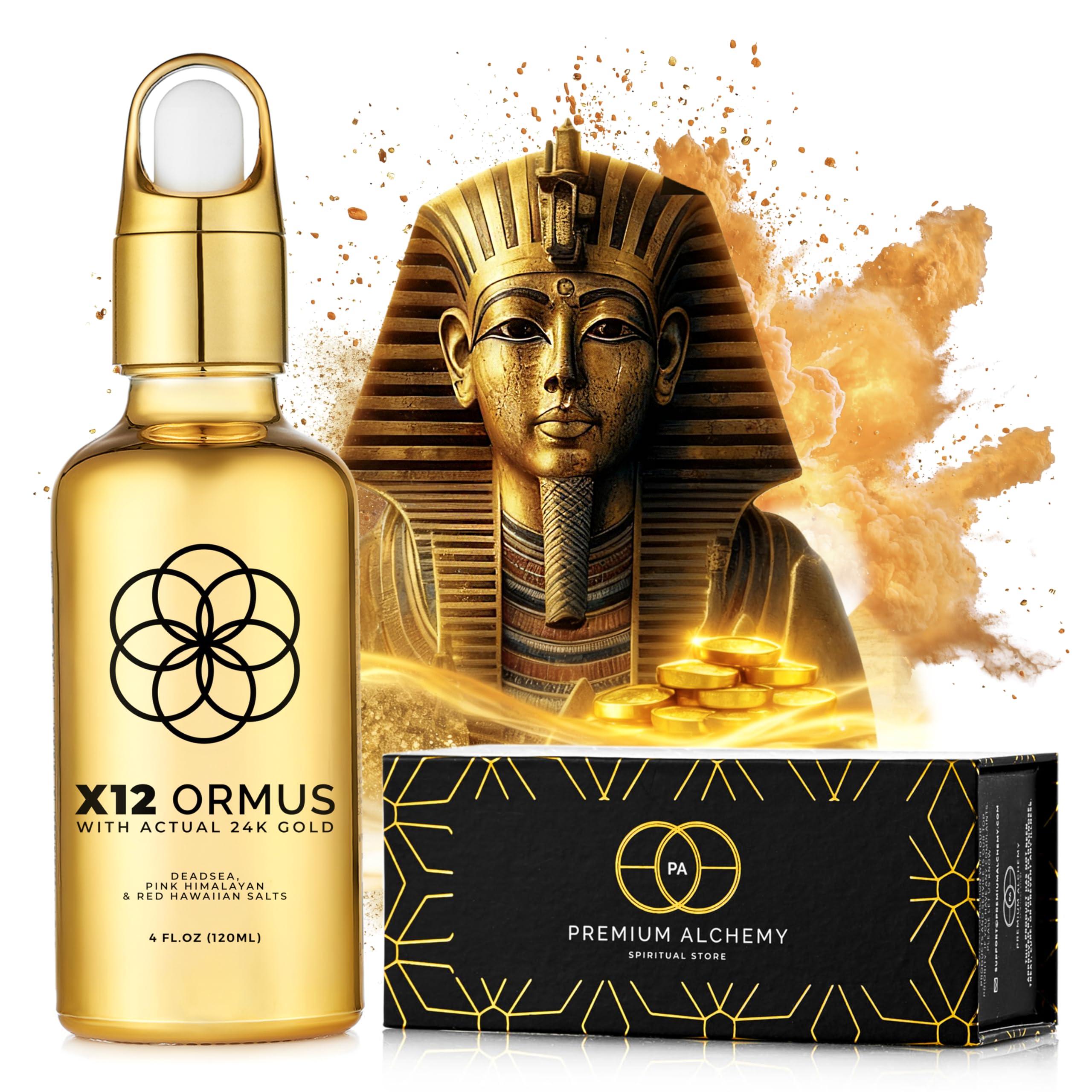 X12 Ormus Bouteille d’or 24k, soutien énergétique quotidien.