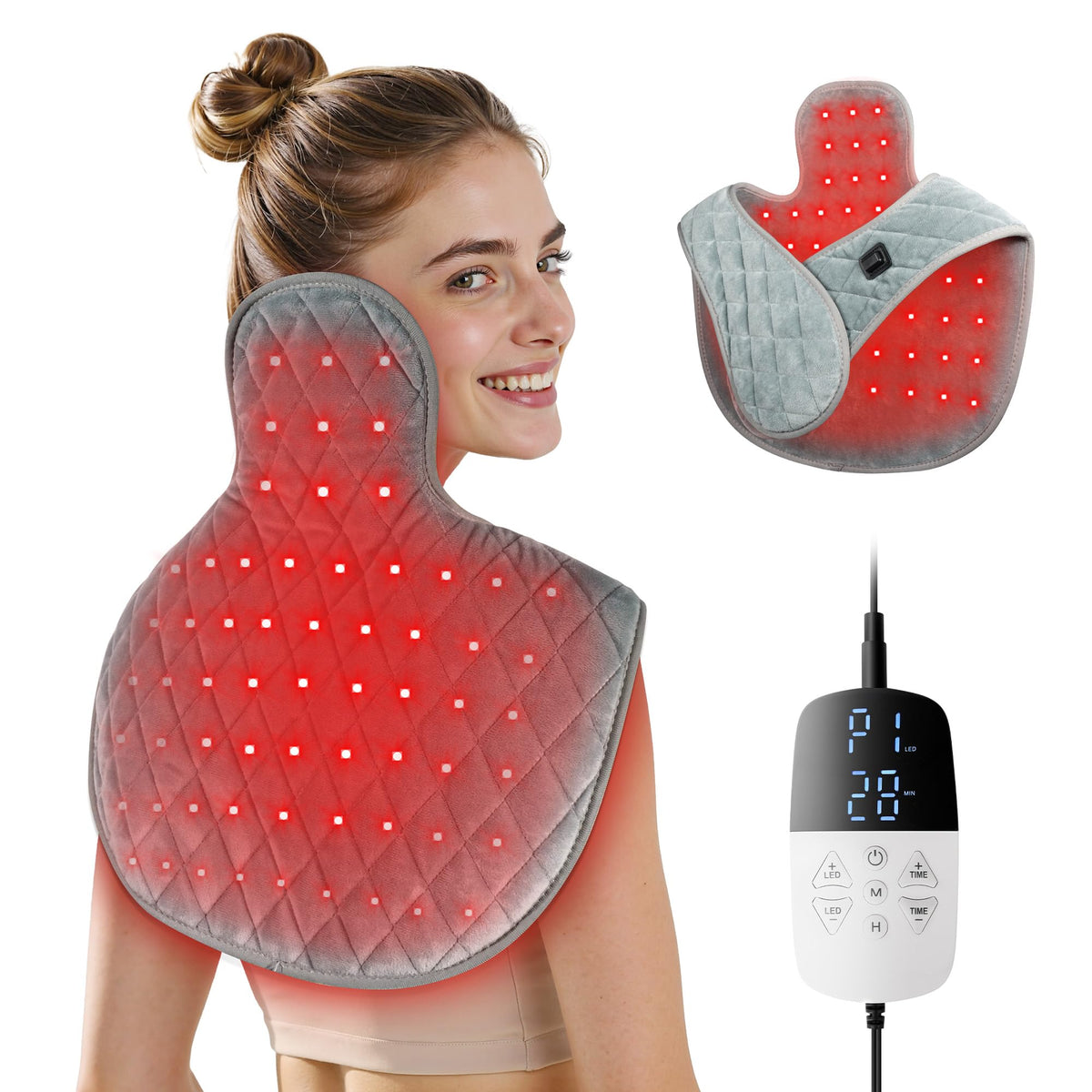 Xasla ceinture lumière rouge pour le cou et les épaules, détente potentielle