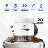 XEELA Pré-entraînement, saveur vanille glacée café, plaisir et hydratation.