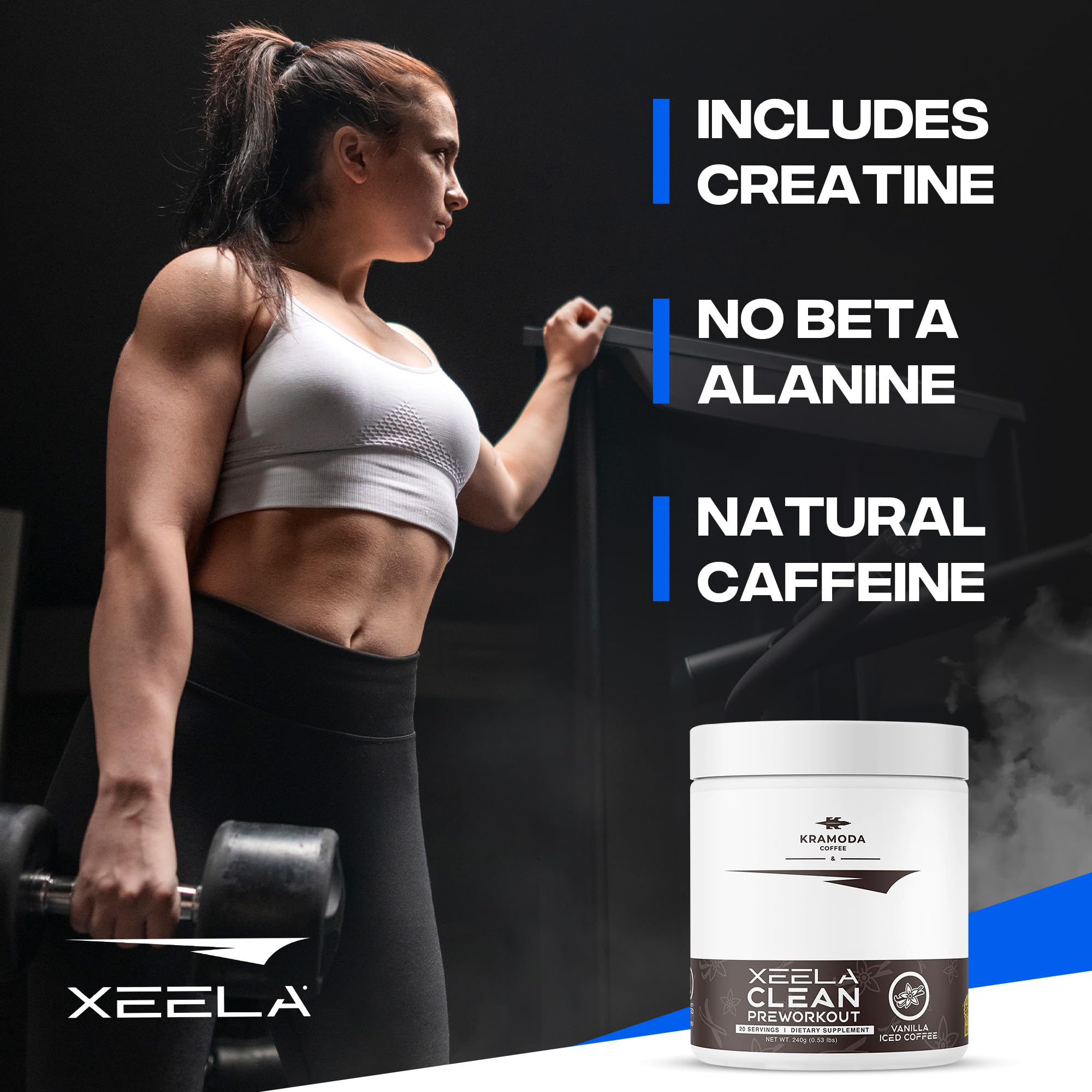 XEELA Pré-entraînement, doseur inclus pour doser facilement l’énergie et l’endurance.