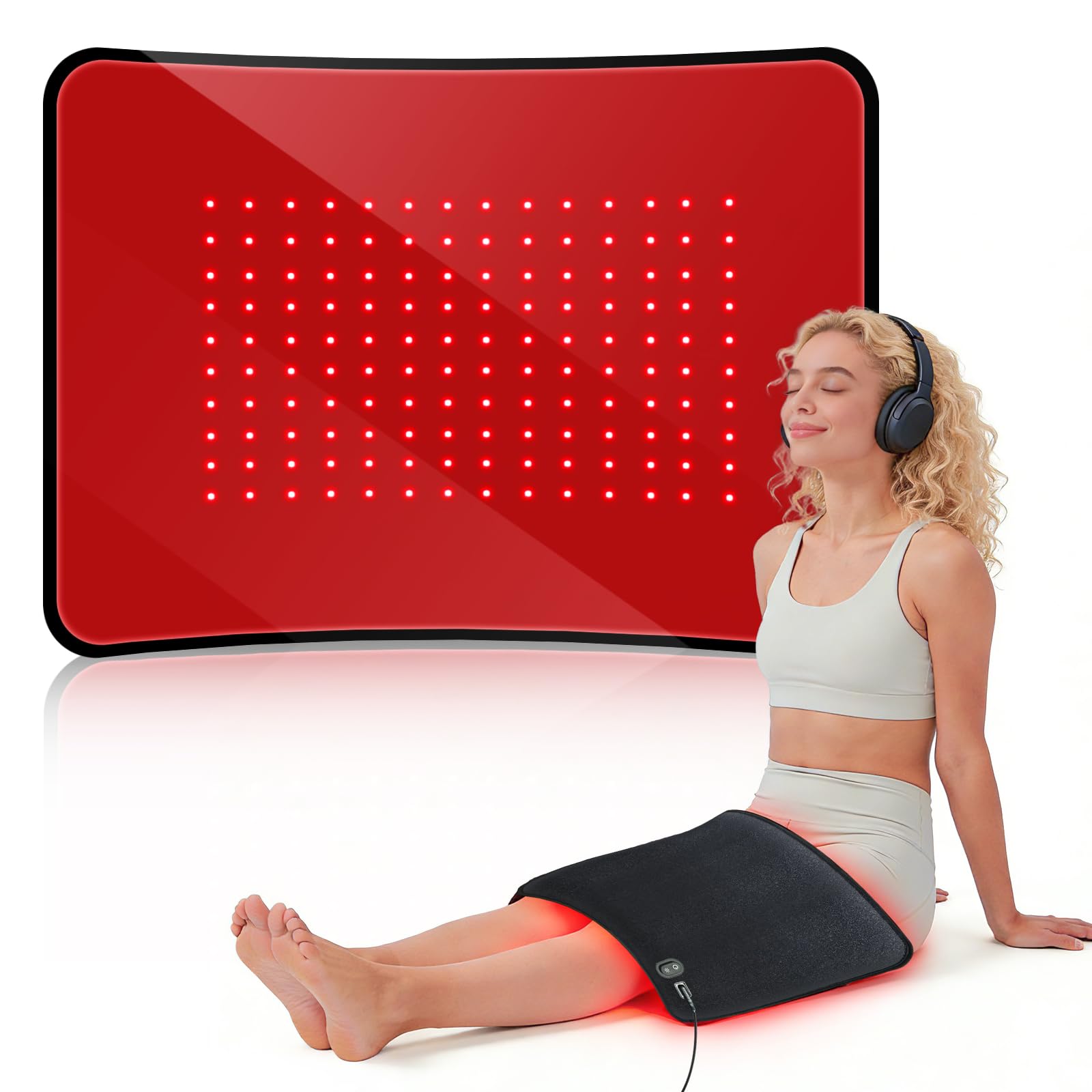 Xefinic coussin thérapie lumière rouge 18,5x14 – couverture étendue pour le dos et les épaules.