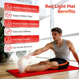 Xefinic matelas thérapie lumière, genou visible, soutien à la récupération post-entraînement.