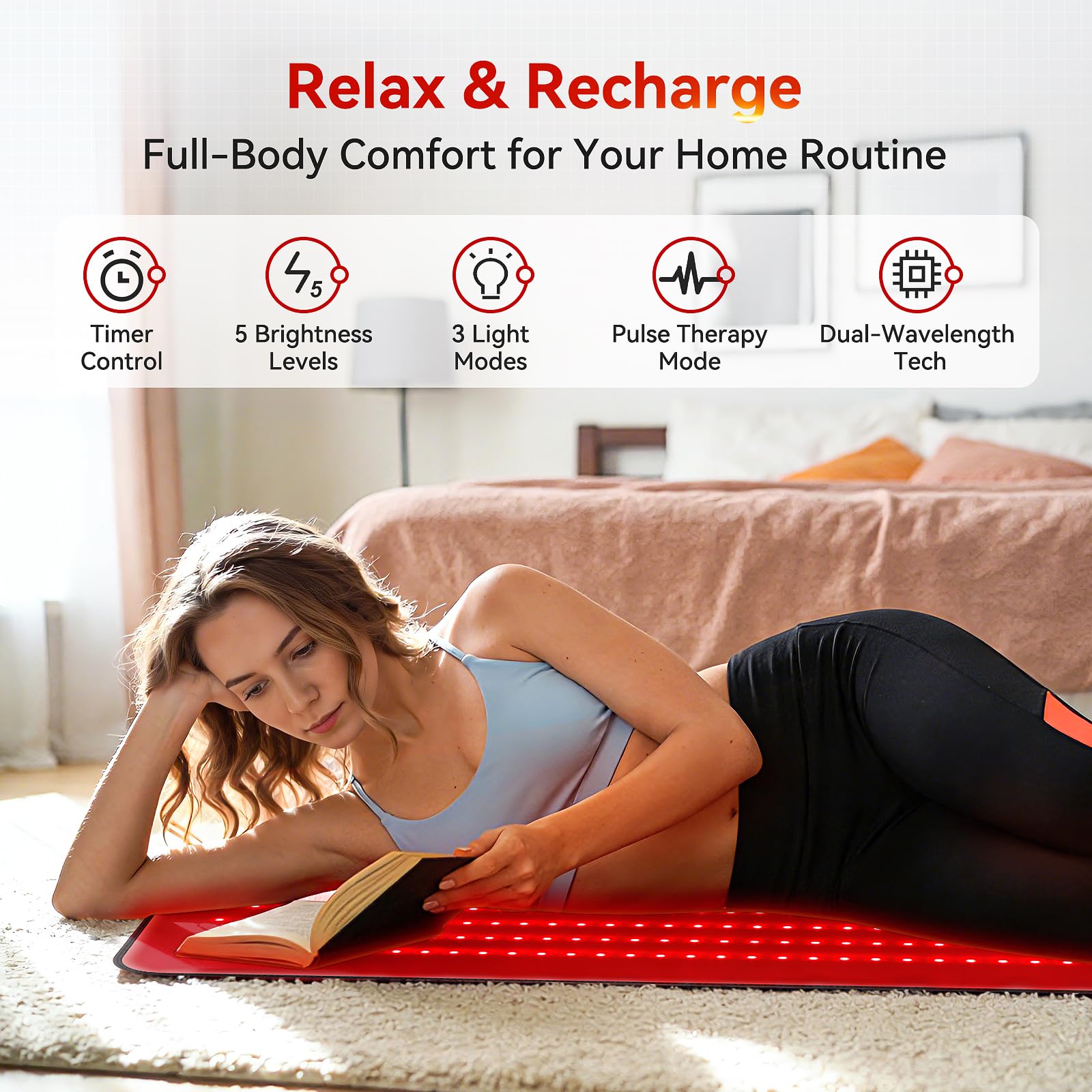Xefinic matelas thérapie lumière, muscles après effort, détente musculaire potentielle.