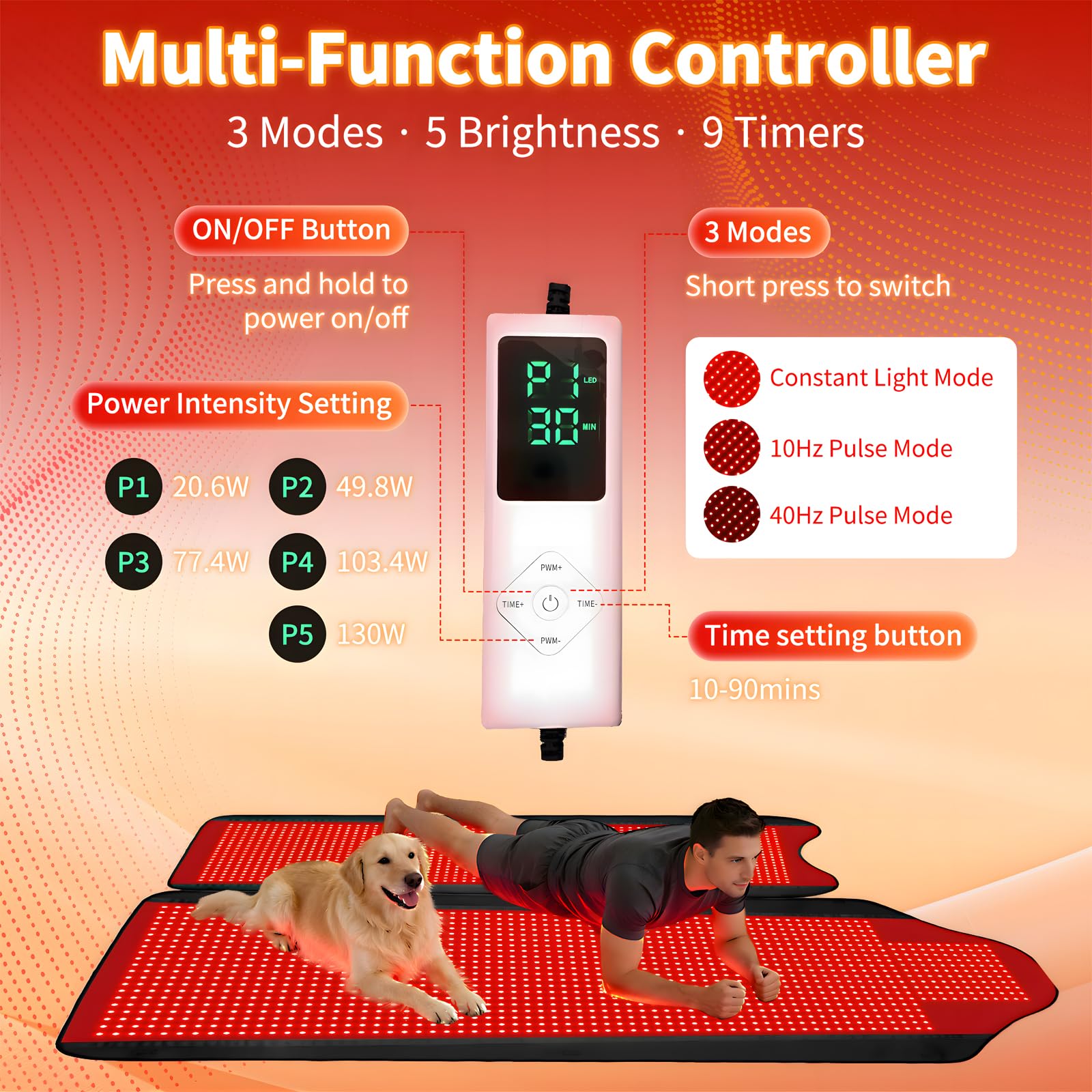Xefinic tapis thérapie mode pulsation avec intensités ajustables