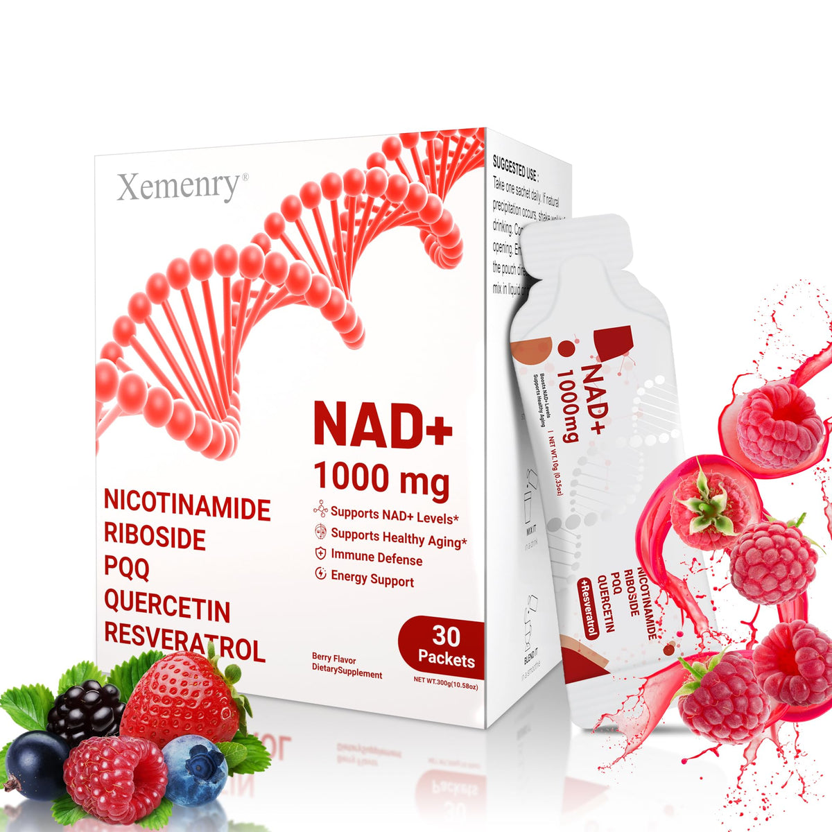 Xemenry NAD liquide dans bouteille pratique pour routine énergie quotidienne.