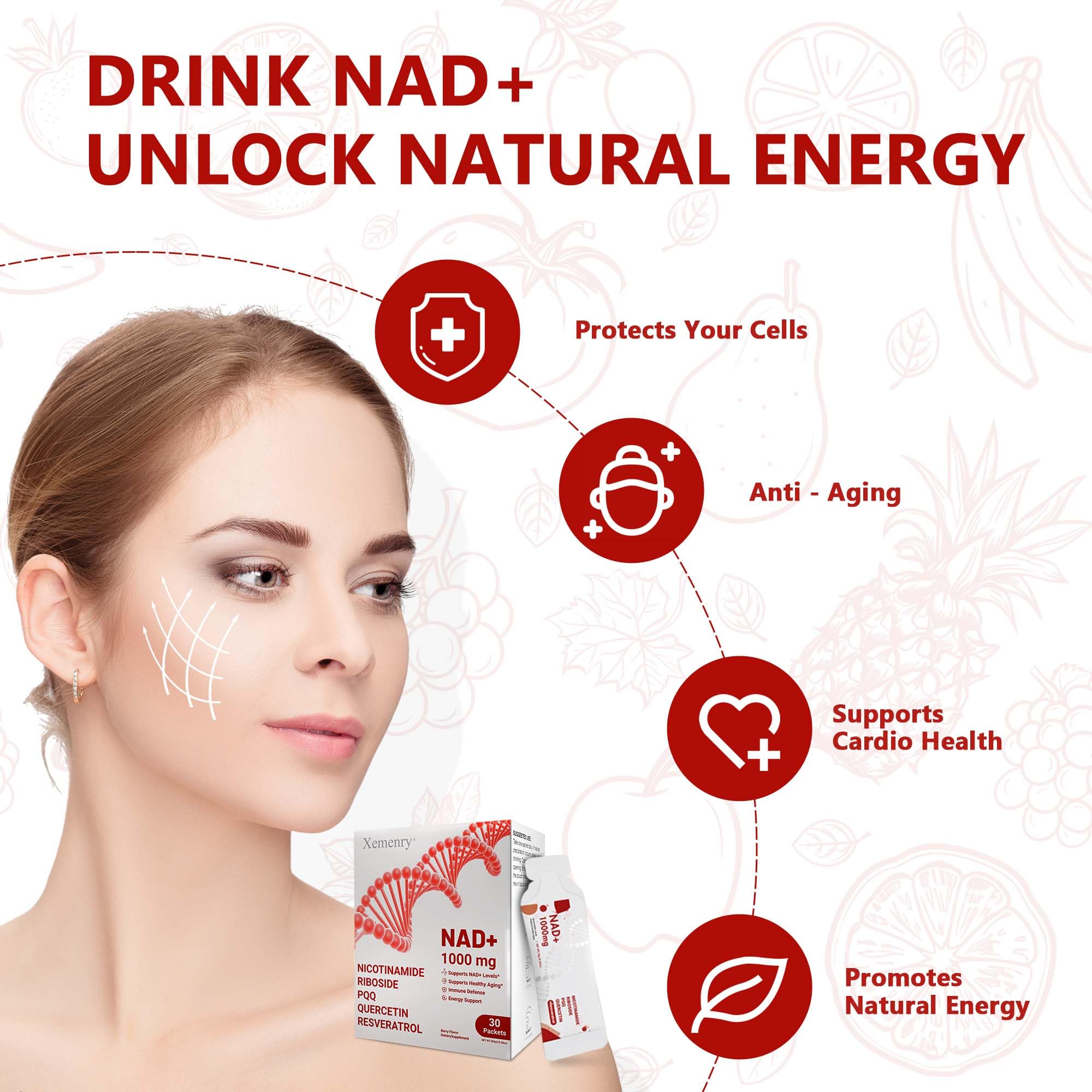 Resveratrol en flacon Xemenry, complément avancé et pur.