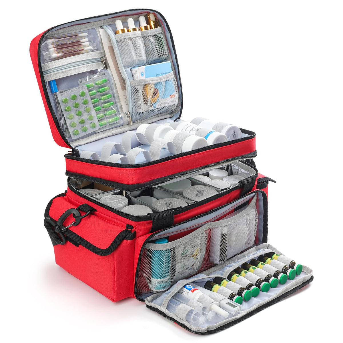 XHGWJSX Organisateur medicaments double couches, rangement clair et pratique pour toute la famille.