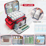 XHGWJSX Organisateur medicaments grande capacite avec poches, rangement de suppléments et bouteilles.