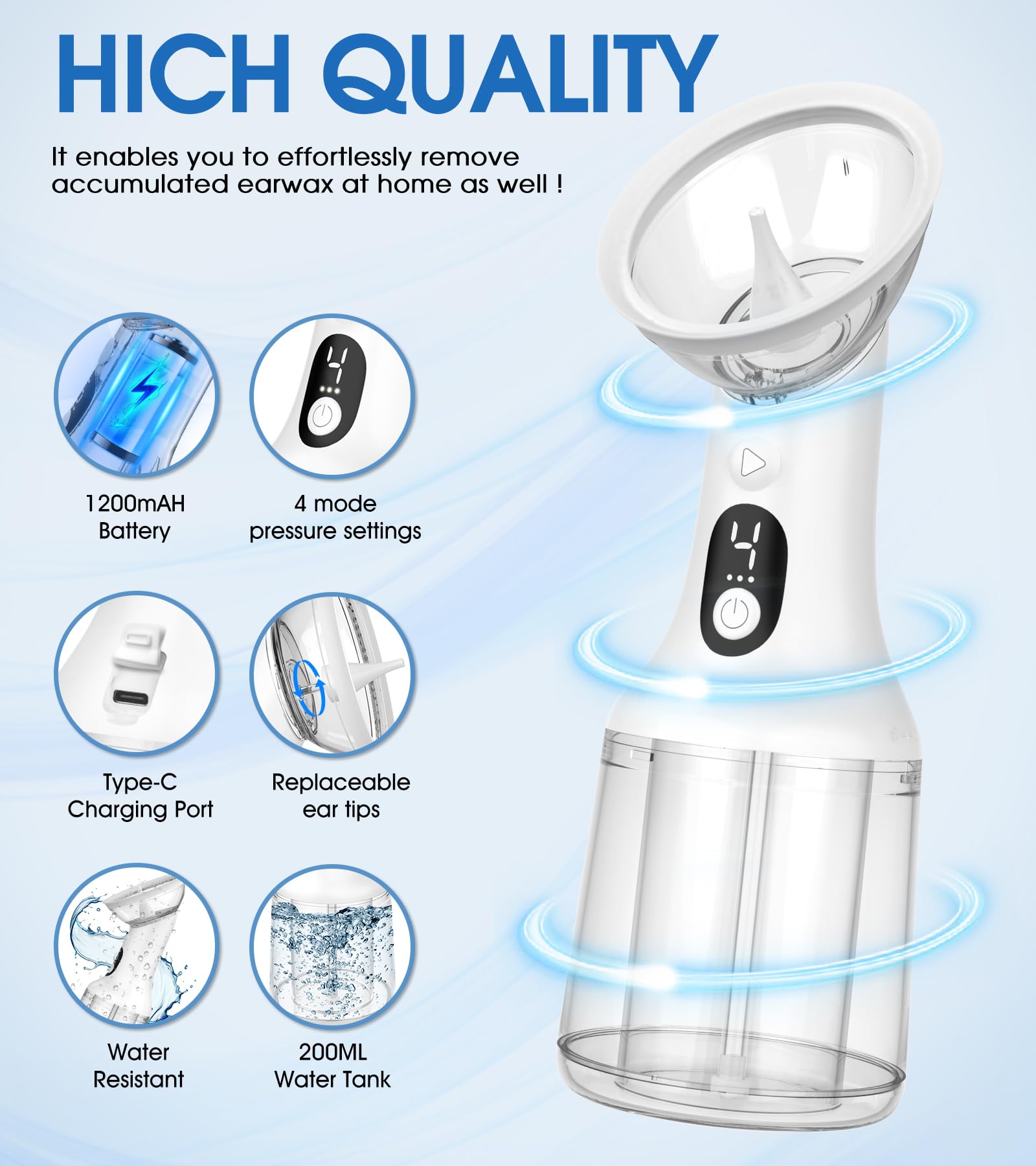 Nettoyeur oreilles électrique XIAOJINYU sans fil et pratique