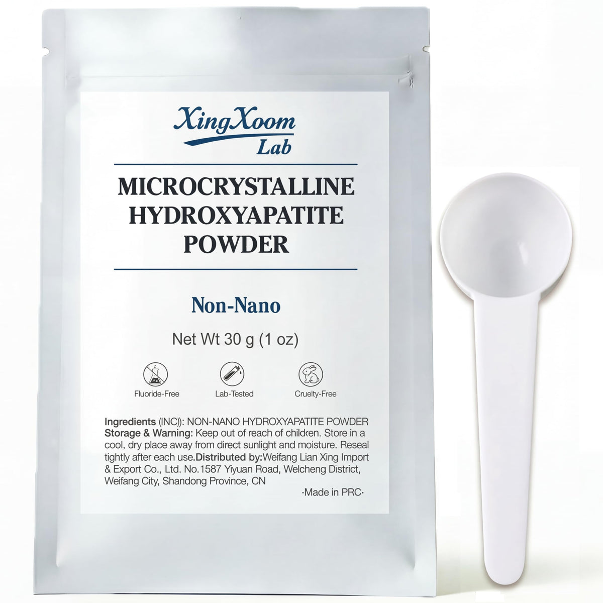 XingXoom Lab poudre hydroxyapatite nano emballage bleu, alternative sans fluorure pour dentition sensible