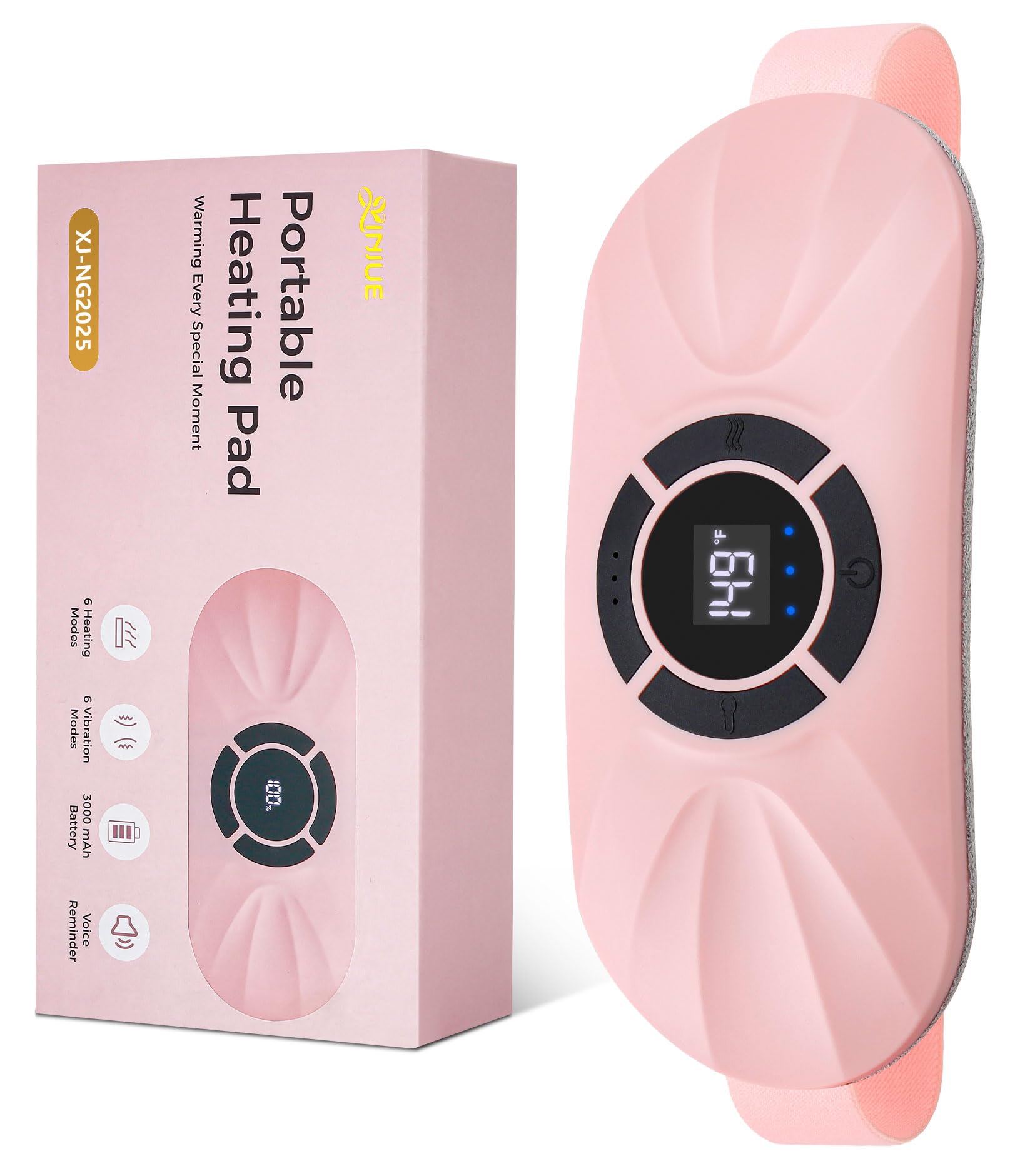 Xinjue compresse thermique portable idéale pour soulager les crampes lors de déplacements.