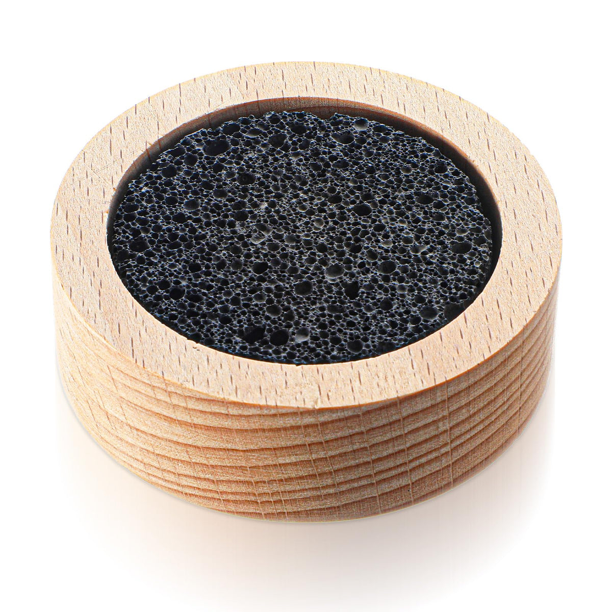 Diffuseur XLIUAX en pierre de lave avec base en bois, diffusion durable.
