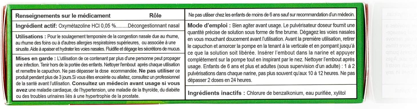 Boîte Xlear spray nasal en solution saline naturelle prête à l’emploi