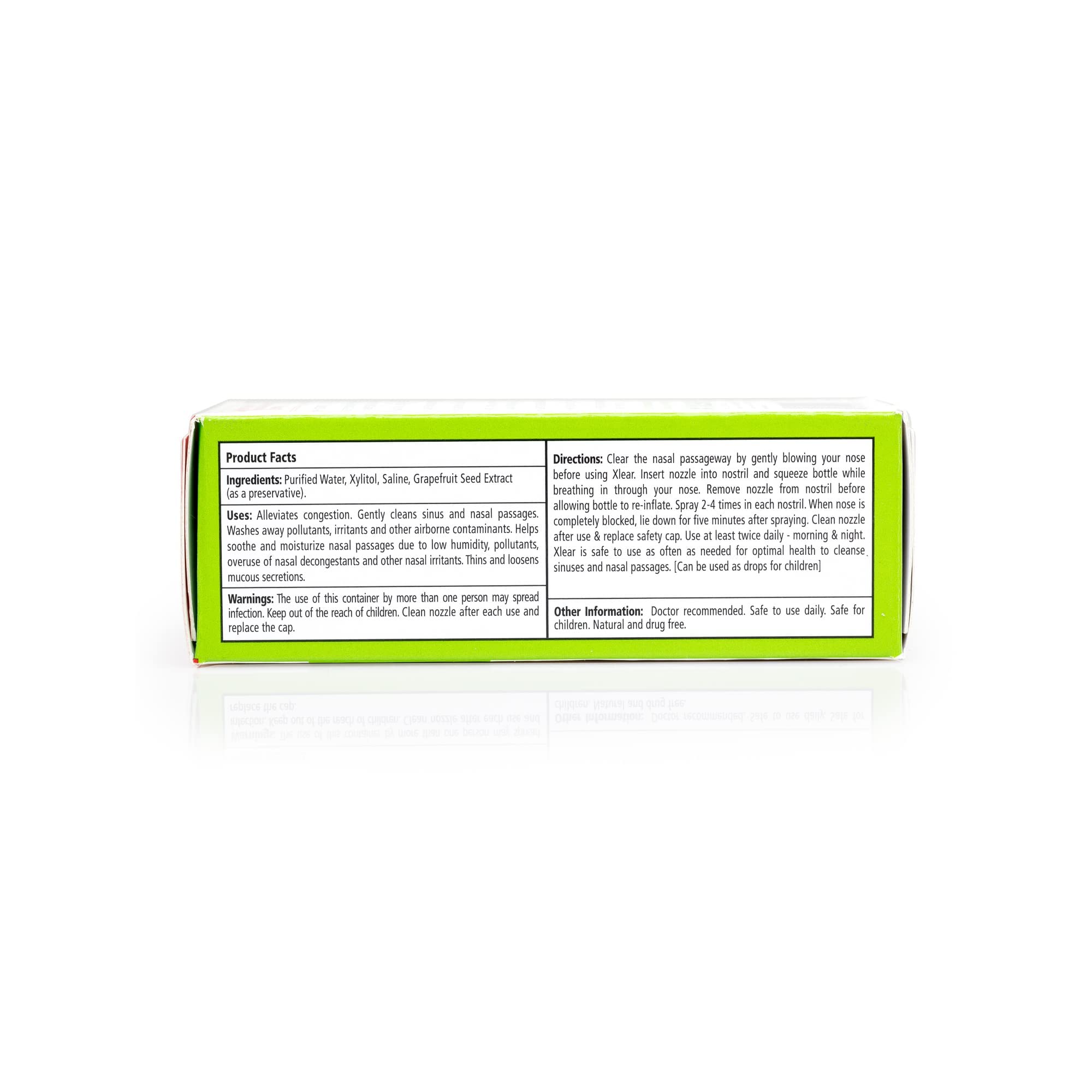 Xlear spray nasal, bouteille-pompe pratique, usage rapide avant le coucher.