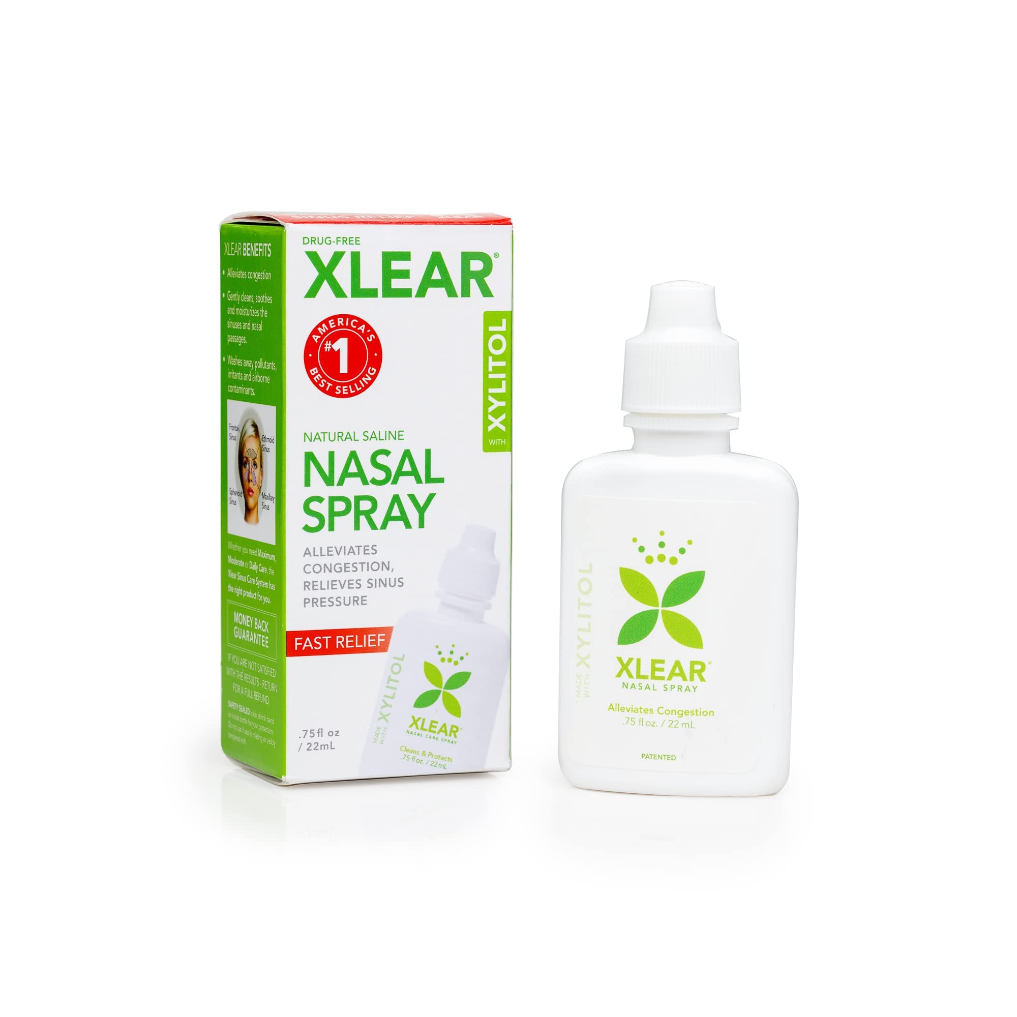 Xlear spray nasal pack de trois bouteilles, hydratation douce des muqueuses nasales.