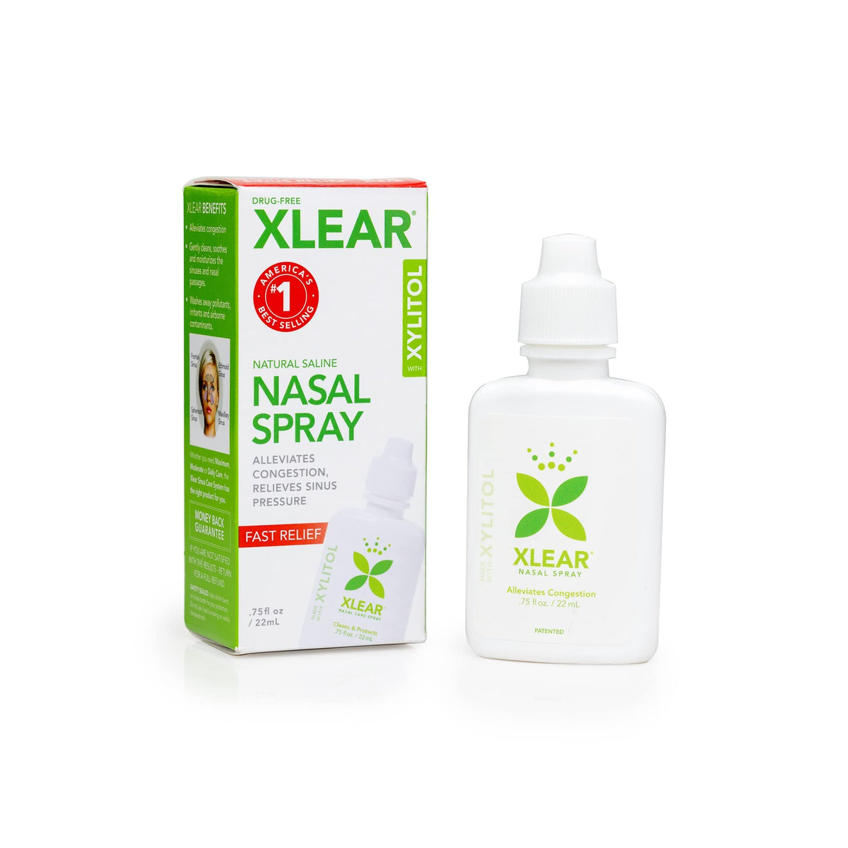 Xlear spray nasal pack de trois bouteilles, hydratation douce des muqueuses nasales.