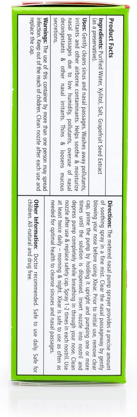 Xlear nettoyage-polluants-nasaux-xyli : élimine les impuretés et maintient les voies aériennes propres.