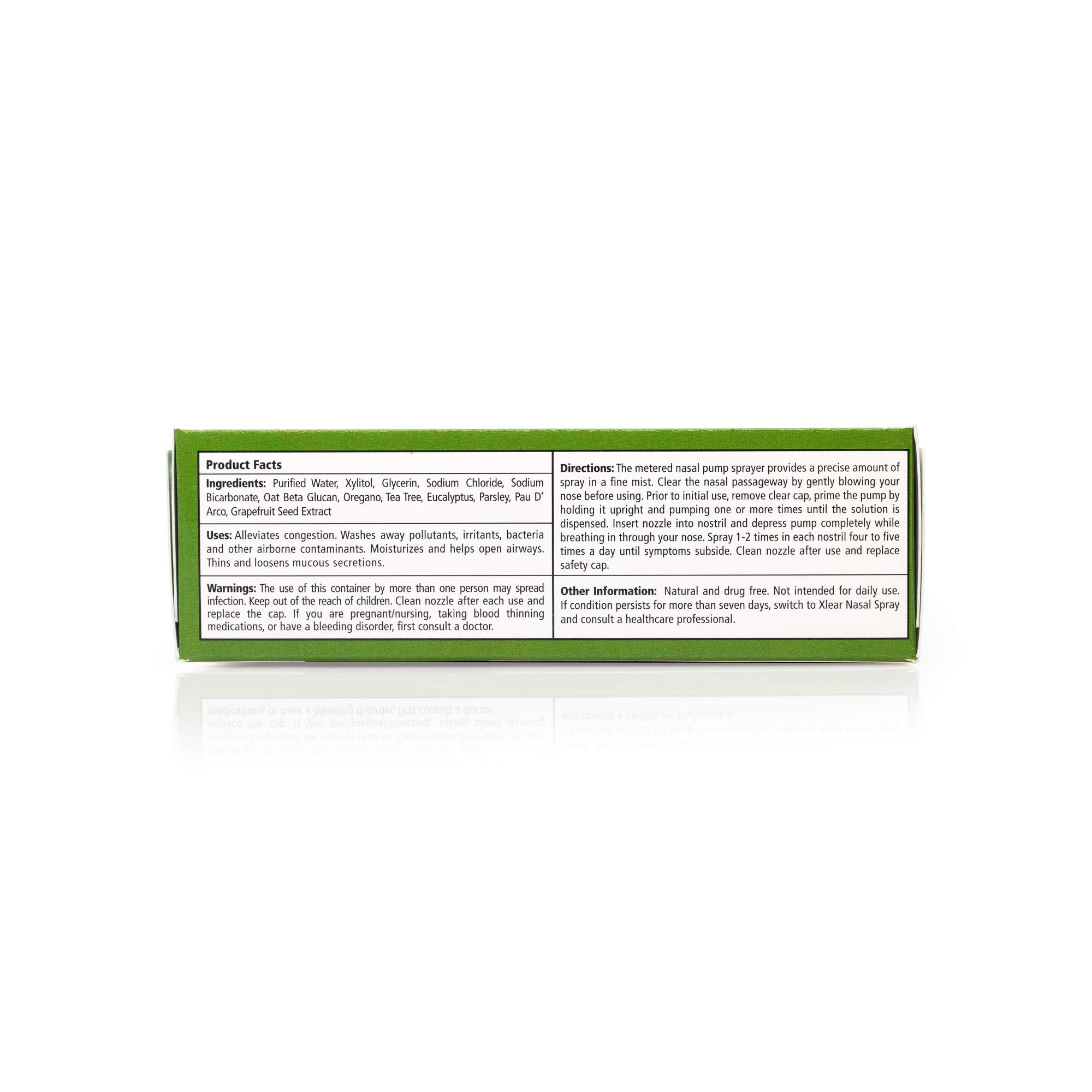 Xlear Rescue: emballage illustré avec informations claires sur le produit et ingrédients.