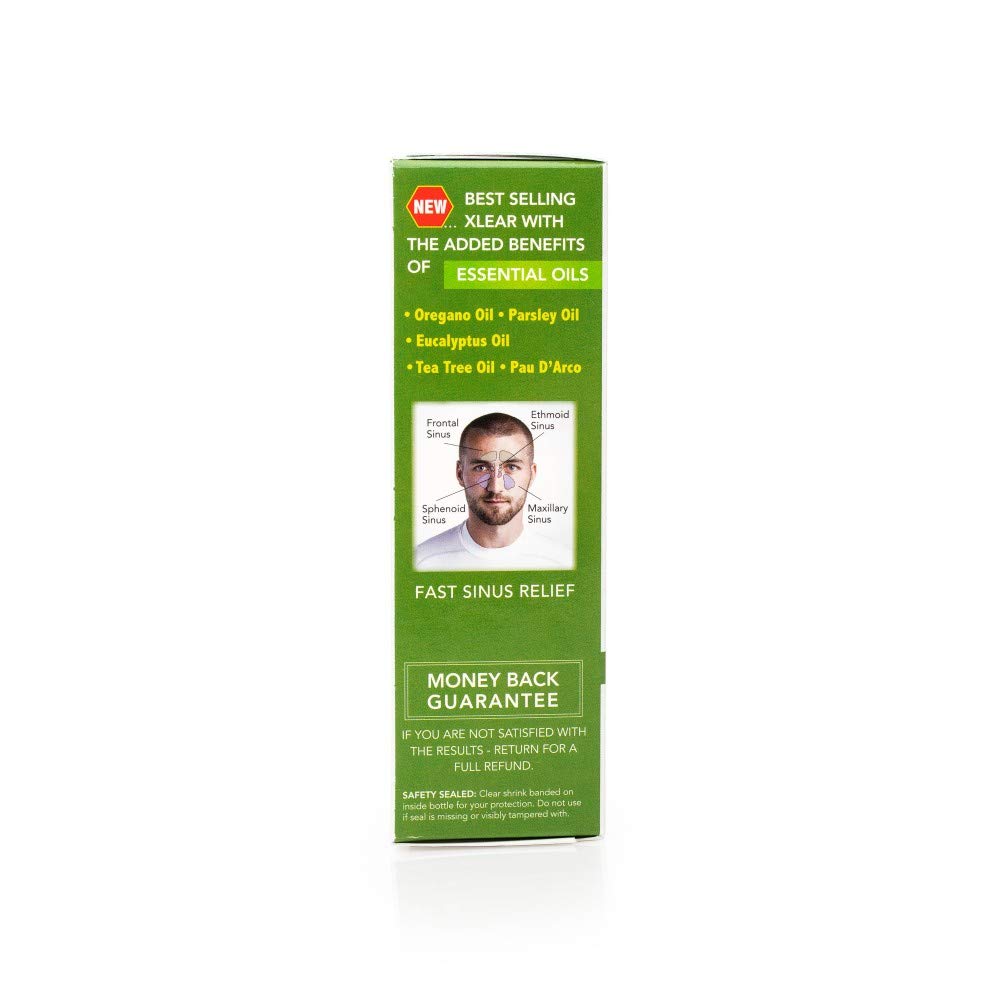 Xlear Rescue montre la formule xylitol et herbes origan et arbre à thé.